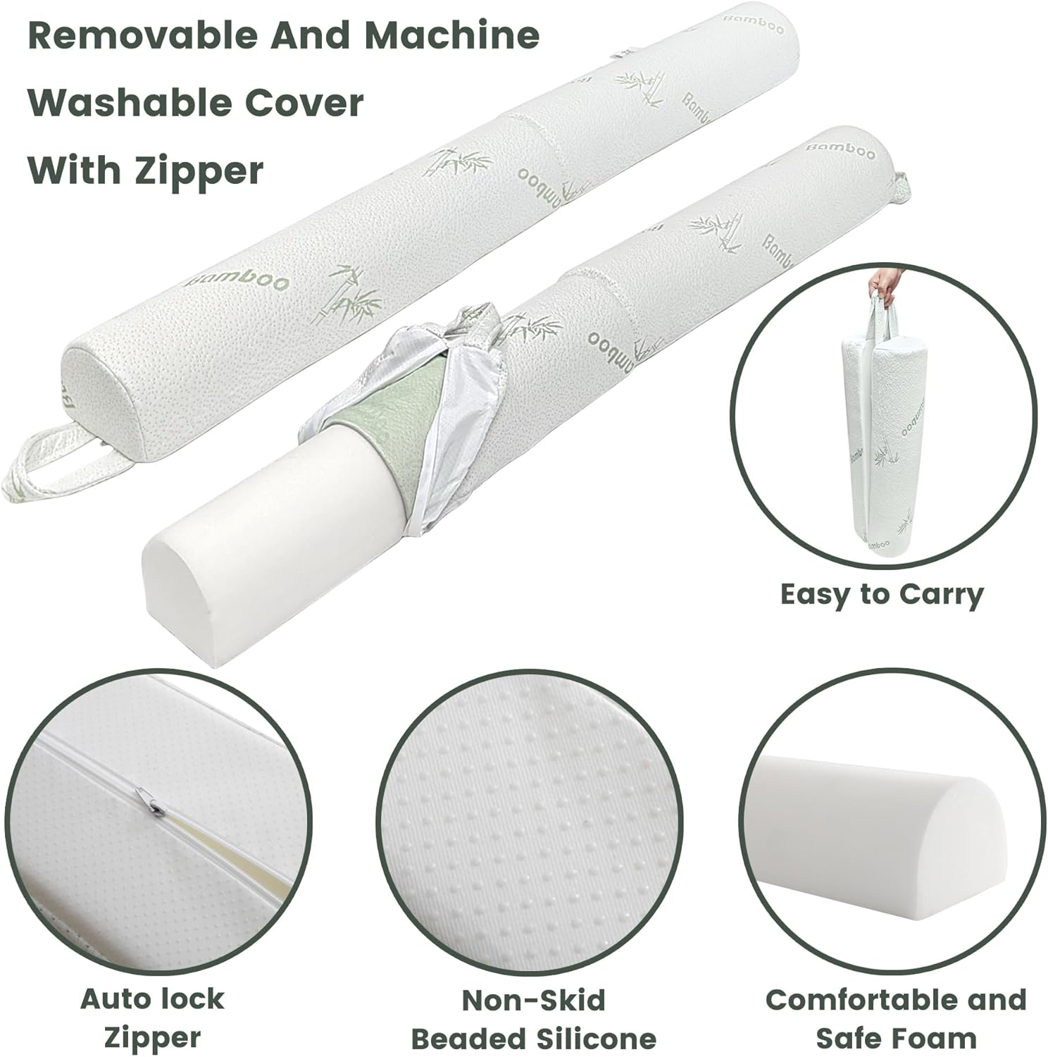 Fond + Found Foldable Bed Bumpers for Toddlers 2 Packs Foam Safety Bed Rail for Kids Baby Bed Bumper with Non-Slip and Washable Cover image number 1