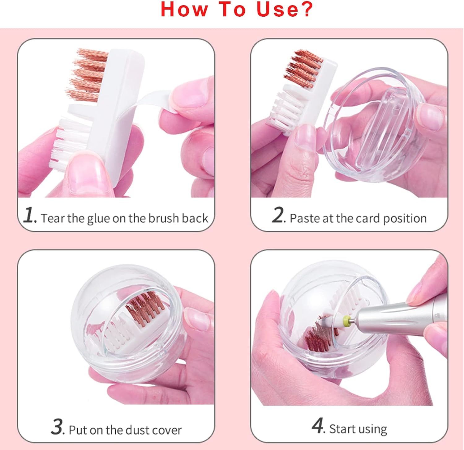 LXIANGN Nail Drill Bits Cleaning Brush Case Cleaner Tool with Clear Cover,Nylon Wire & Steel Wire for Cleaning Carbide/Ceramic Nail Drill Bits,Anti-Splash Design, Removable, Washable image number 2