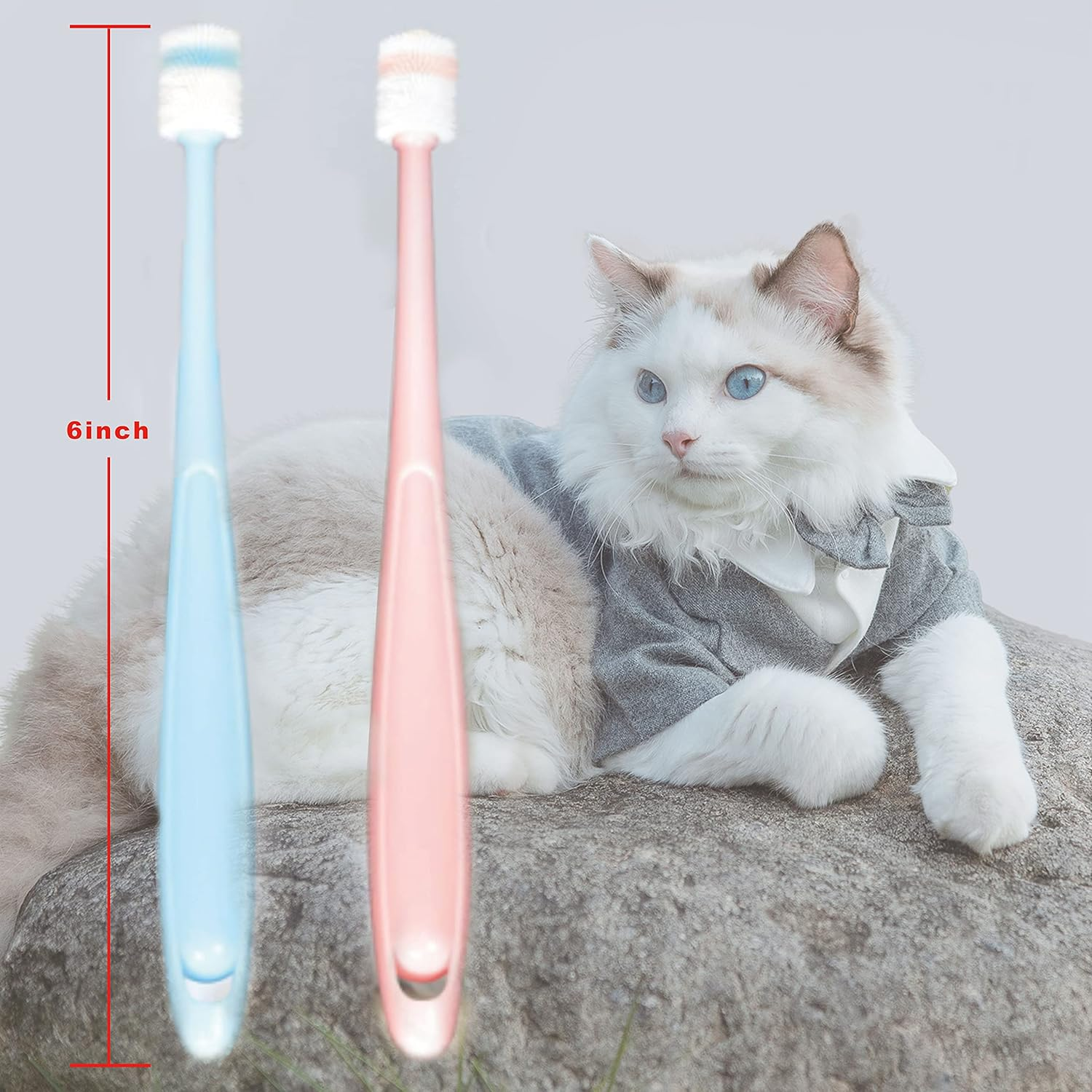YMPEKA 3Pack Small Dog Toothbrush Cat Tooth Brush Brushing Kit Pet Toothbrush Cat Dental Care,Deep Clean Acne Chin Treatment Suction Cup 360 Degree Silicone Pet Toothbrush, for Cats Dogs image number 5