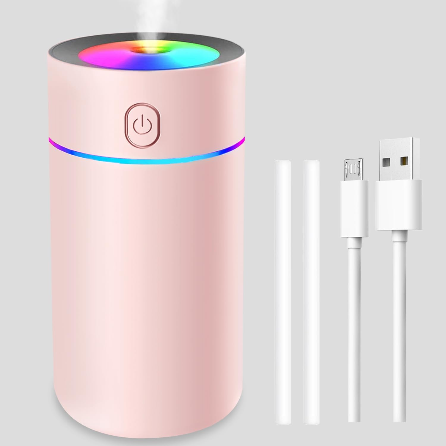 Humidifiers for Bedroom Portable Mini Humidifier with 7-Color Lights, Auto Shut-Off Small Desk Humidifier [2 Mist Modes] Super Quiet USB Personal Humidifier for Bedroom, Car, Office, Travel, Plants