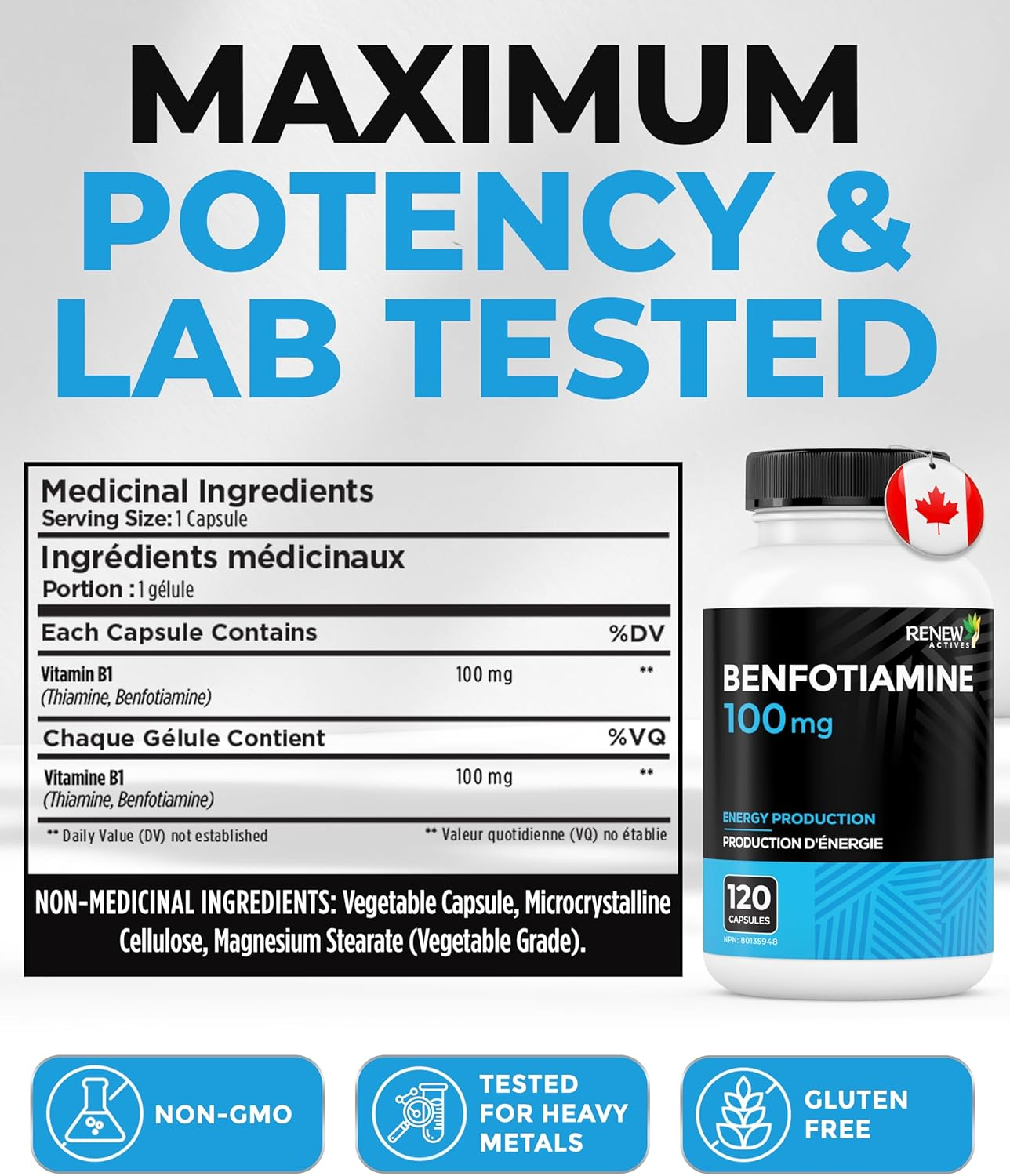 Renew Actives Benfotiamine &ndash; 60 Capsules for Daily Nutrient Support