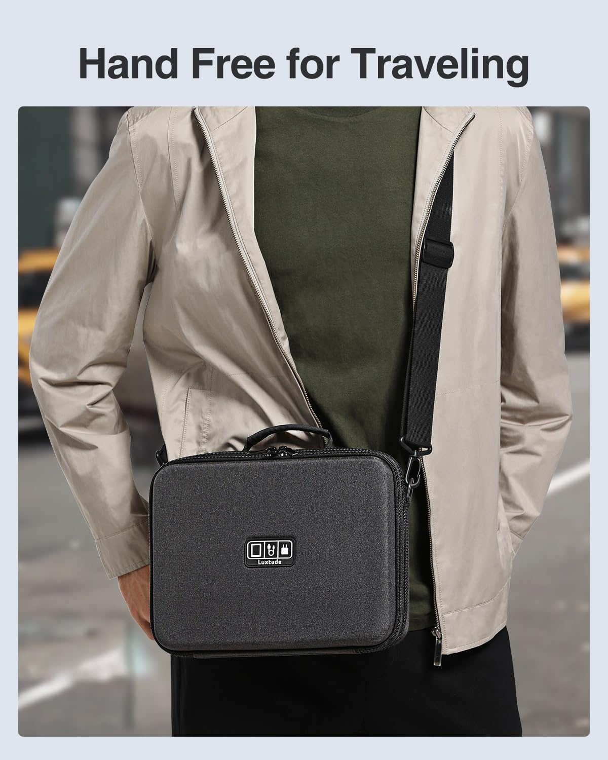 Luxtude Eva Cable Bag Organiser, Hard Shell Protection Electronic Cable Organiser Bag, Cable Organiser Bag, Tablet Bag, Electronic Accessories Case for Ipad (Up to 11 Inches), Charging Cable, Power image number 1