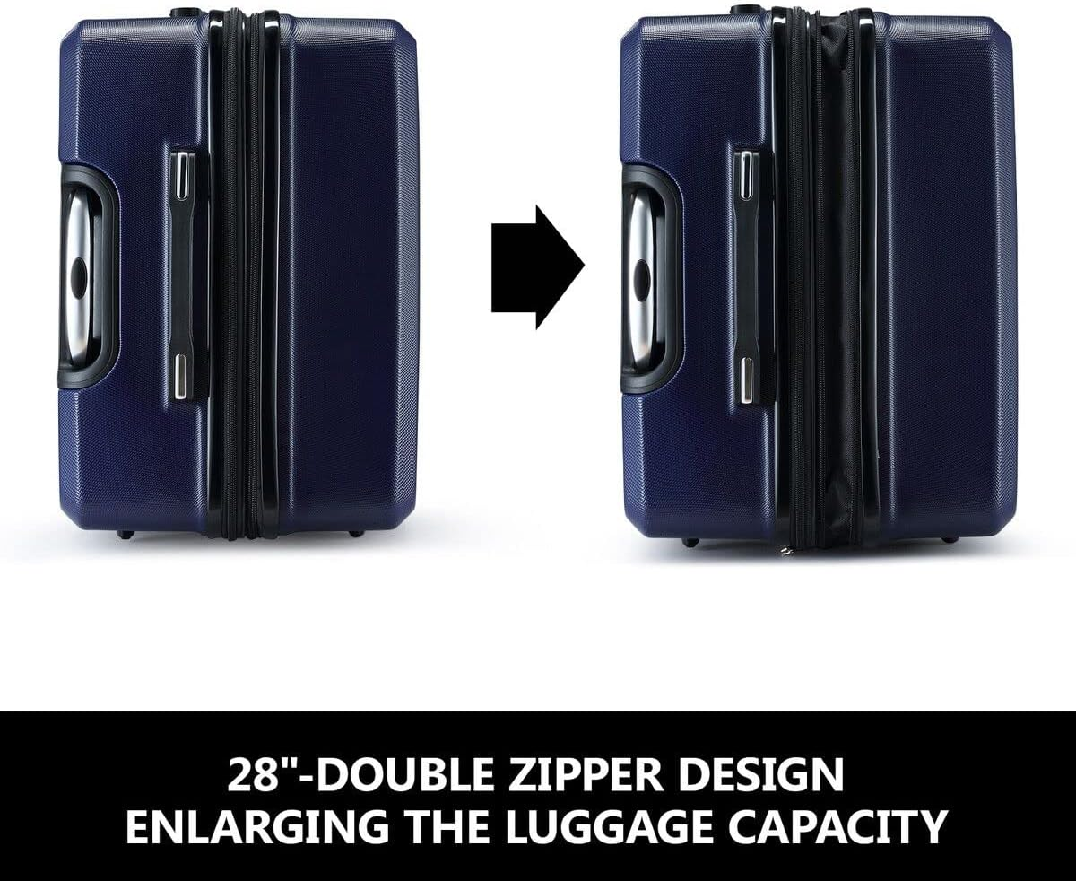 2Pcs Luggage Sets Hardside Expandable Luggage with Spinner Wheels Travel Suitcases Carry on Navy Blue 20In & 28In Suitcases image number 6