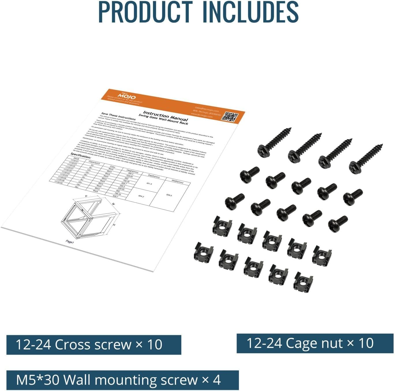 Tecmojo 2 Post 6RU Wall Mount Server Rack, 19 Inches Open Frame Server Rack with 180 Degree Swing Gate, 457 Mm Deep, for Computer/Av/Data/It/Media Equipment image number 3