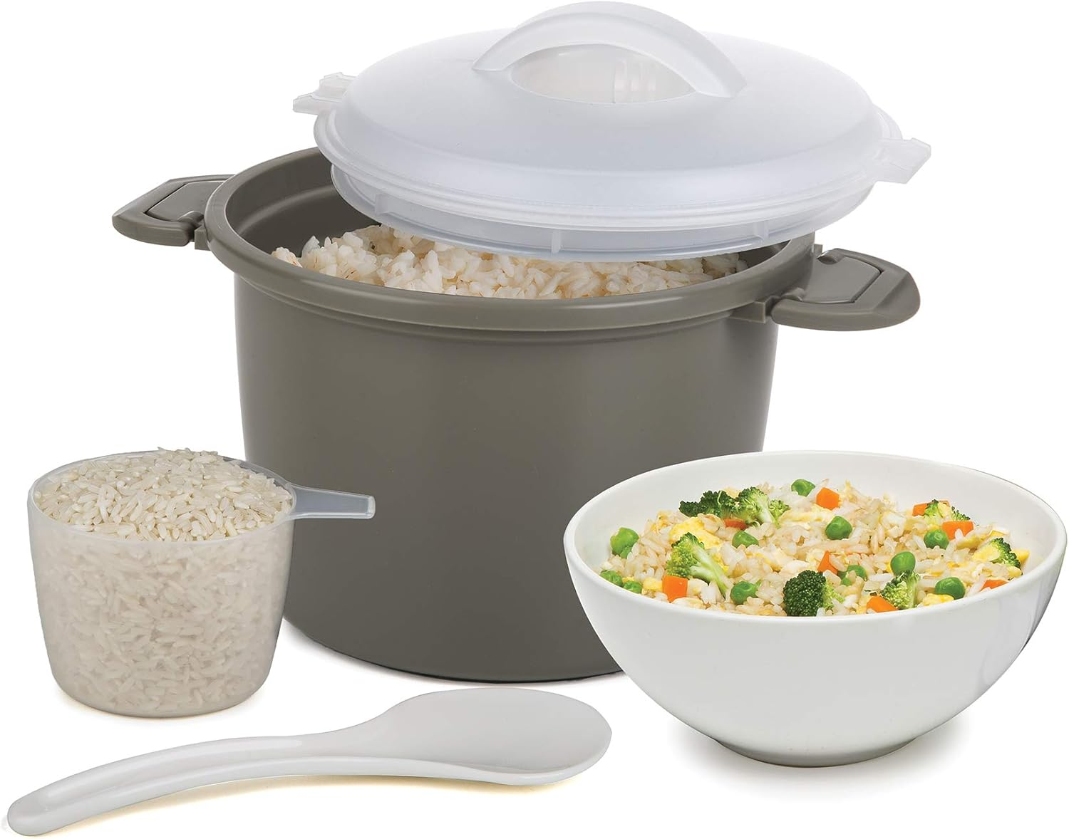 Progressive International Microwave Rice Cooker, 4 Piece Set, Gray image number 2