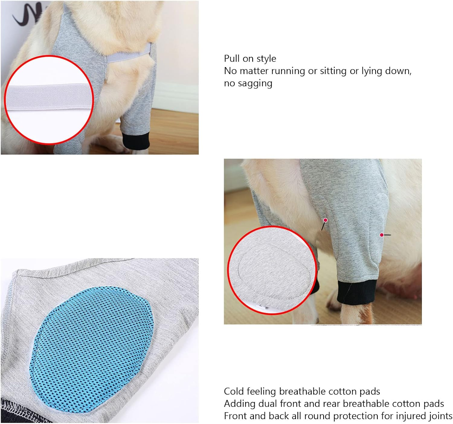 Dog Recovery Suit, Dog Elbow Protector, Adjustable Straps Dog Shoulder Brace, Joint Warming Breathable Dog Front Leg Sleeve for Dogs Puppy (L) image number 6