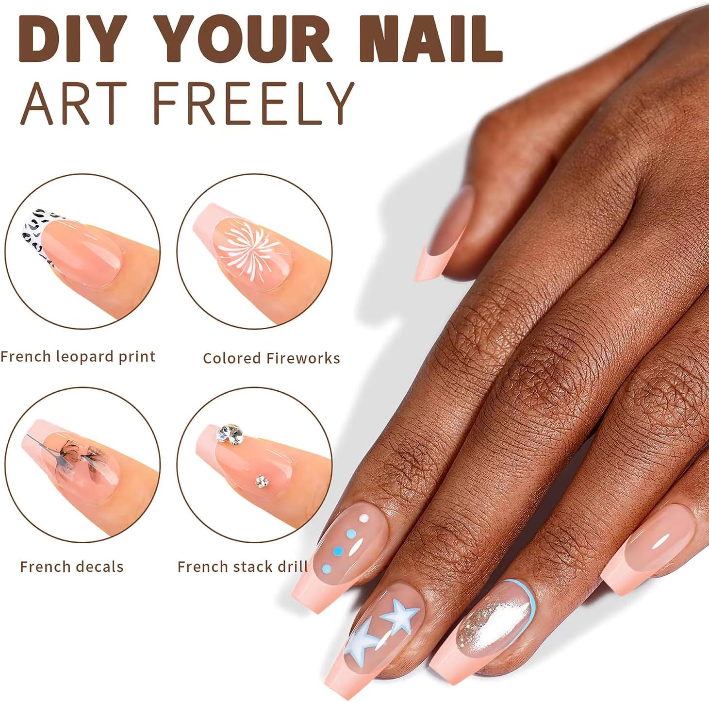 CHANGAR French Gel Nail Tips 150 Pieces Short Almond Shape French Press on Tips with Pre Applied Base Coat and Base Coat No Files Needed (Rainbow - Almond) image number 3