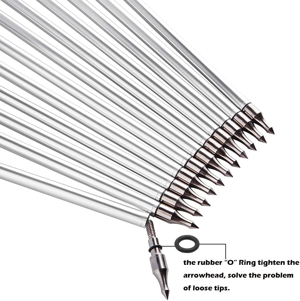 ZSHJGJR 31" Archery Aluminum Arrows 500 Spine Hunting Arrows with Removable Tips Natural Feather Fletchings Targeting Arrows for Compound & Recurve Bow 6/12 Pack image number 3