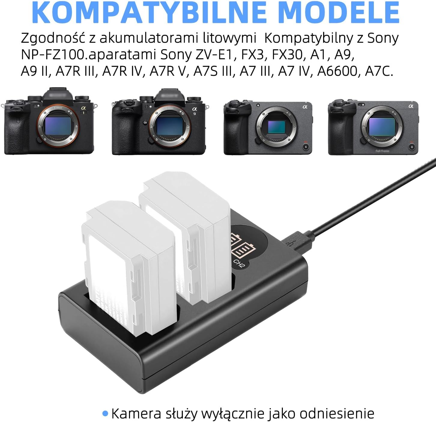 KWTOUL Dual USB Charger for Sony NP-FZ100 Battery, Compatible with Sony ZV-E1, FX3, FX30, A1, A9 II, A7R V, A7S III, A7 IV, A6600, A7C Cameras, Designed with LCD Display, Versatile Charging Options image number 4