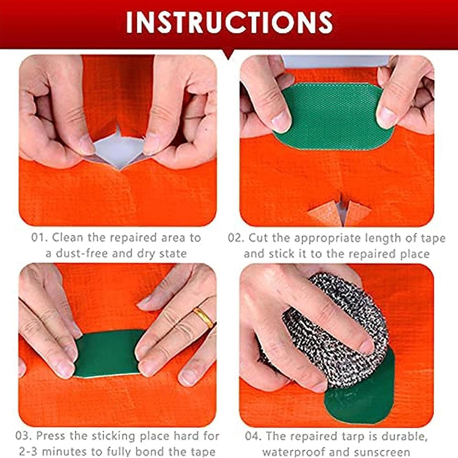 Tent Patch | Waterproof Tenacious Repair Tape | Multipurpose Heavy Duty outside Repairing Supplies, Heat-Resistant Tear Repairing Pctch for Tents, Tarpaulins, Canvas image number 3