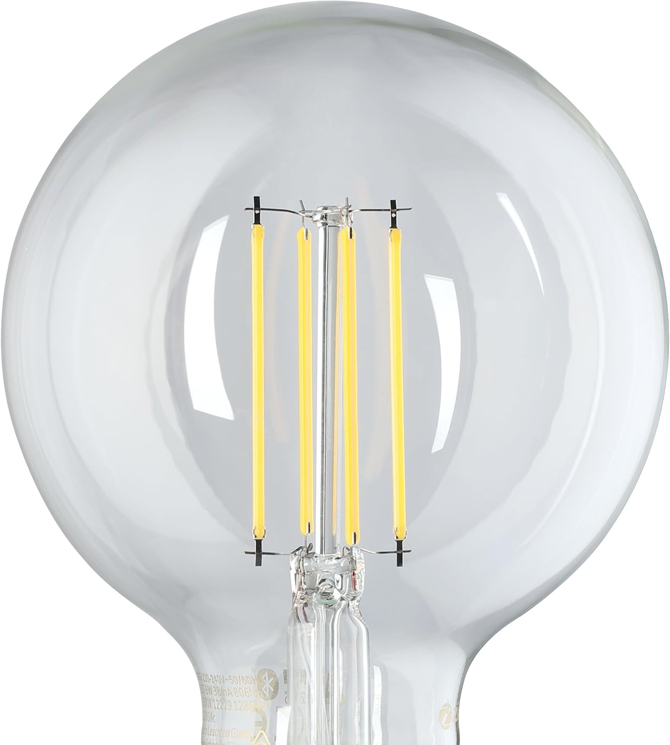 EGLO Connect.Z Smart Home E27 LED Filament Light Bulb, G95, Zigbee, App and Voice Control, Dimmable, Warm White, 806 Lumen, 6 Watt, Vintage Lightbulb Transparent image number 2