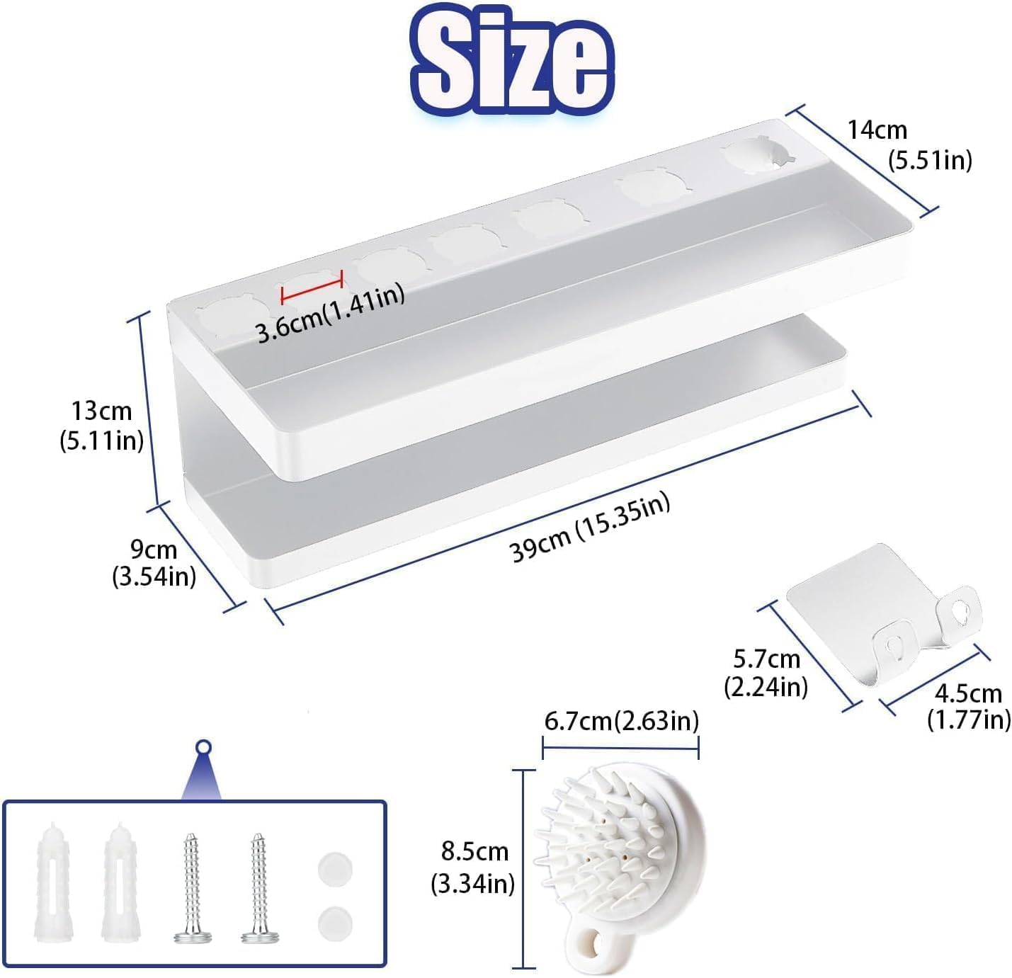 Wall Mounted Storage Holder for Dy Son SS304, Airwrap Curling Iron Accessories Wall Mounted Rack Bracket Stand for Dy Son SS304, for Bathroom Attachments Hair Dryer Organizer, 2 Layers (White) image number 5