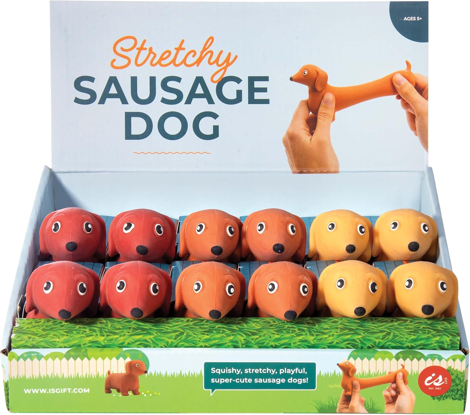 IS Gift NC Stretchy Sausage Dog, 3 Asstorted Color, 11.5 X 7 X 4 Cm