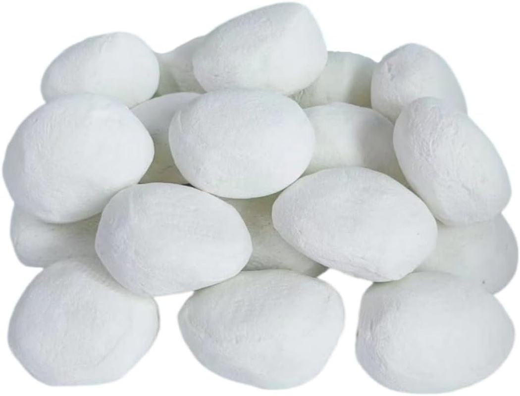Gas Logs Ceramic Pebbles,24Pcs White Gas Fireplace Logs,Inside Fireplace Accessories,Ceramic Wood Logs for Gas Logs,Propane Fire Pit image number 6