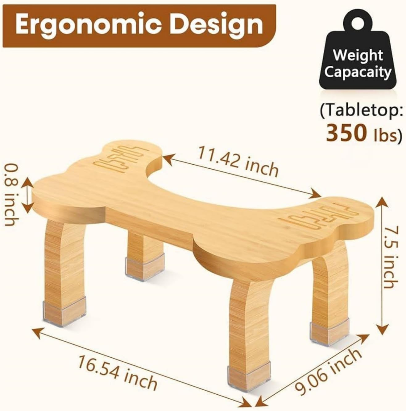 Bamboo Toilet Stool for Adults Toddler, 8.0'' Bathroom Potty Steps Squatty Poop Stool, Non-Slip, Ergonomic, Easy Assembly, Improves Digestion, Supports 350 Lbs, Healthy Toilet Training Step Stools image number 4