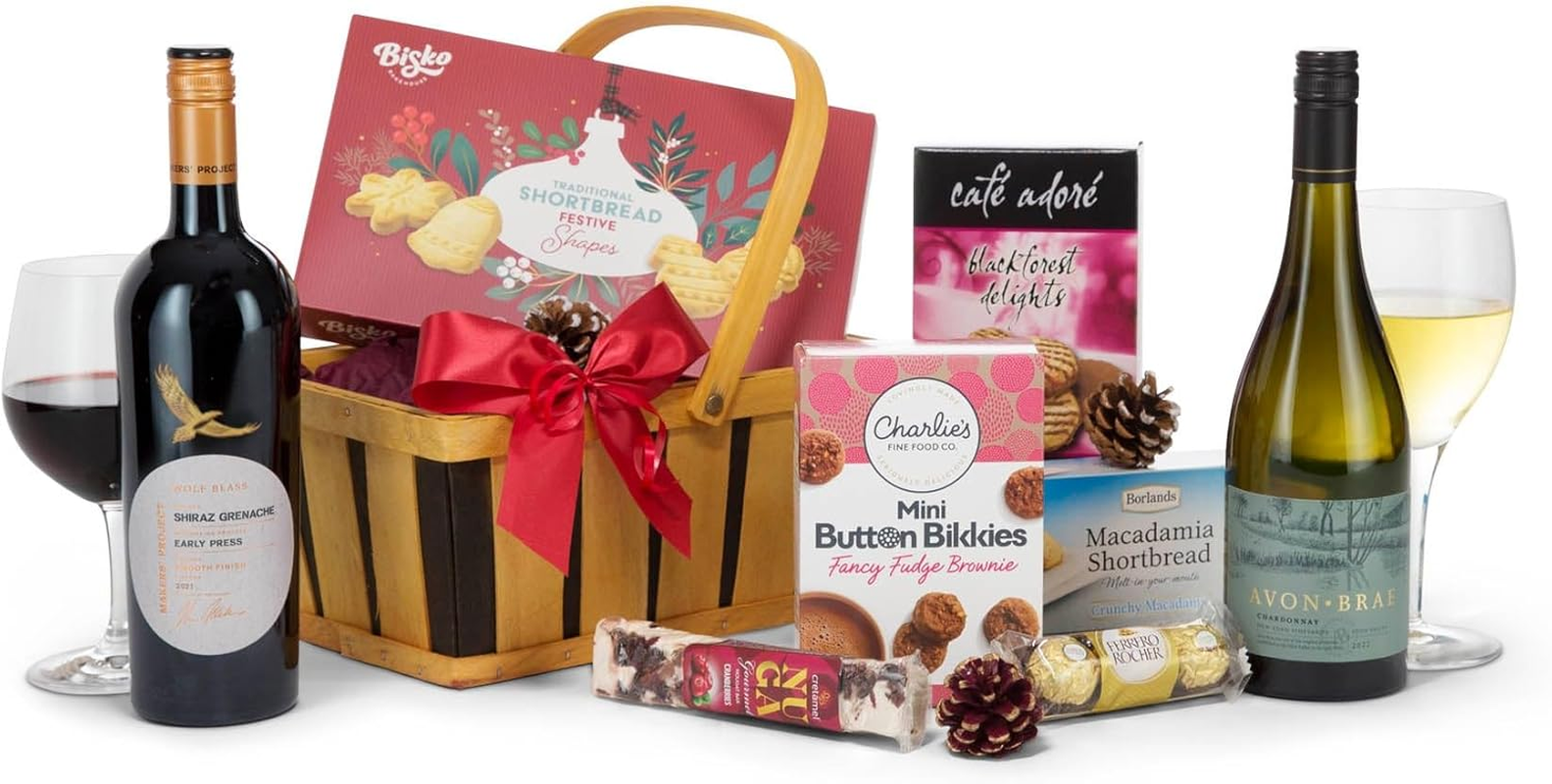 The Ideal Gift Hamper New Beautifully Hand Crafted 2 Tone Wooden Basket image number 1