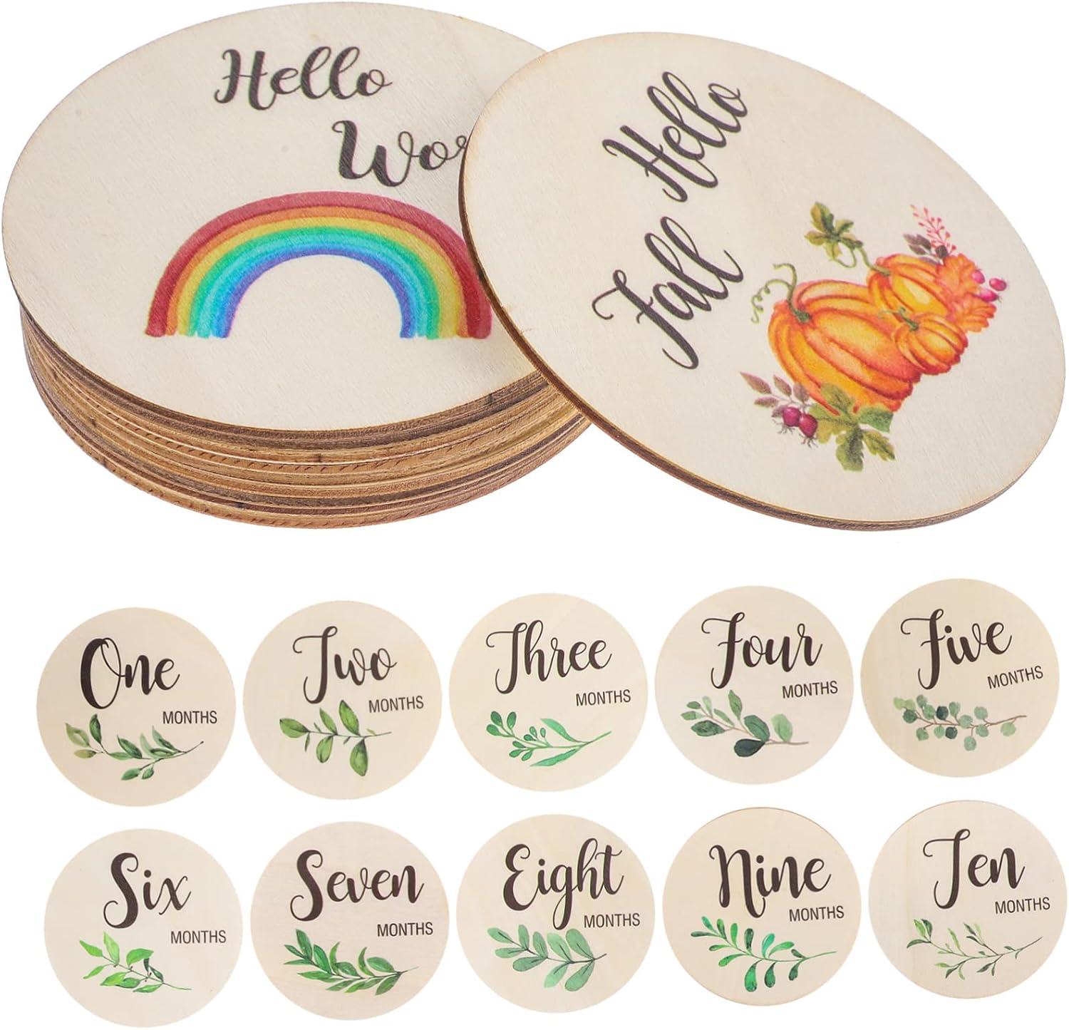 10Pcs Wooden Newborn Growth Milestone Cards Monthly Milestone Sign Photo Props