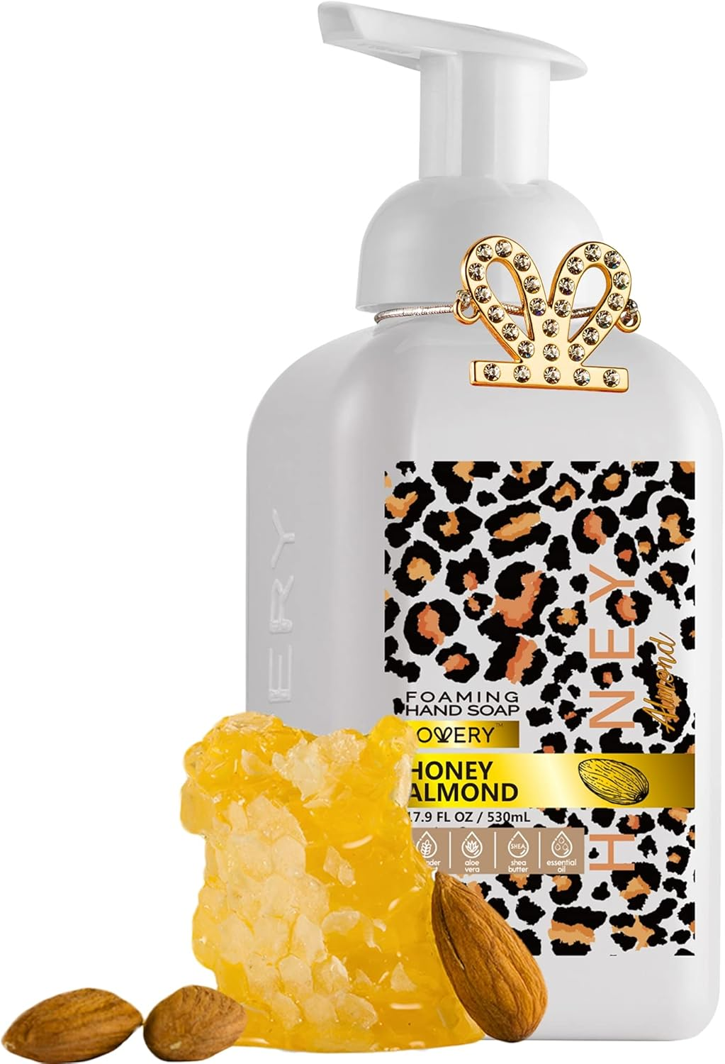 Lovery Foaming Hand Soap - 17.9 Fl Oz, Moisturizing Hand Soap with Aloe Vera & Essential Oils - Alcohol-Free Hand Wash in Honey Almond Fragrance - Scented Hand Wash for Kitchen or Bathroom - Free Swar image number 2