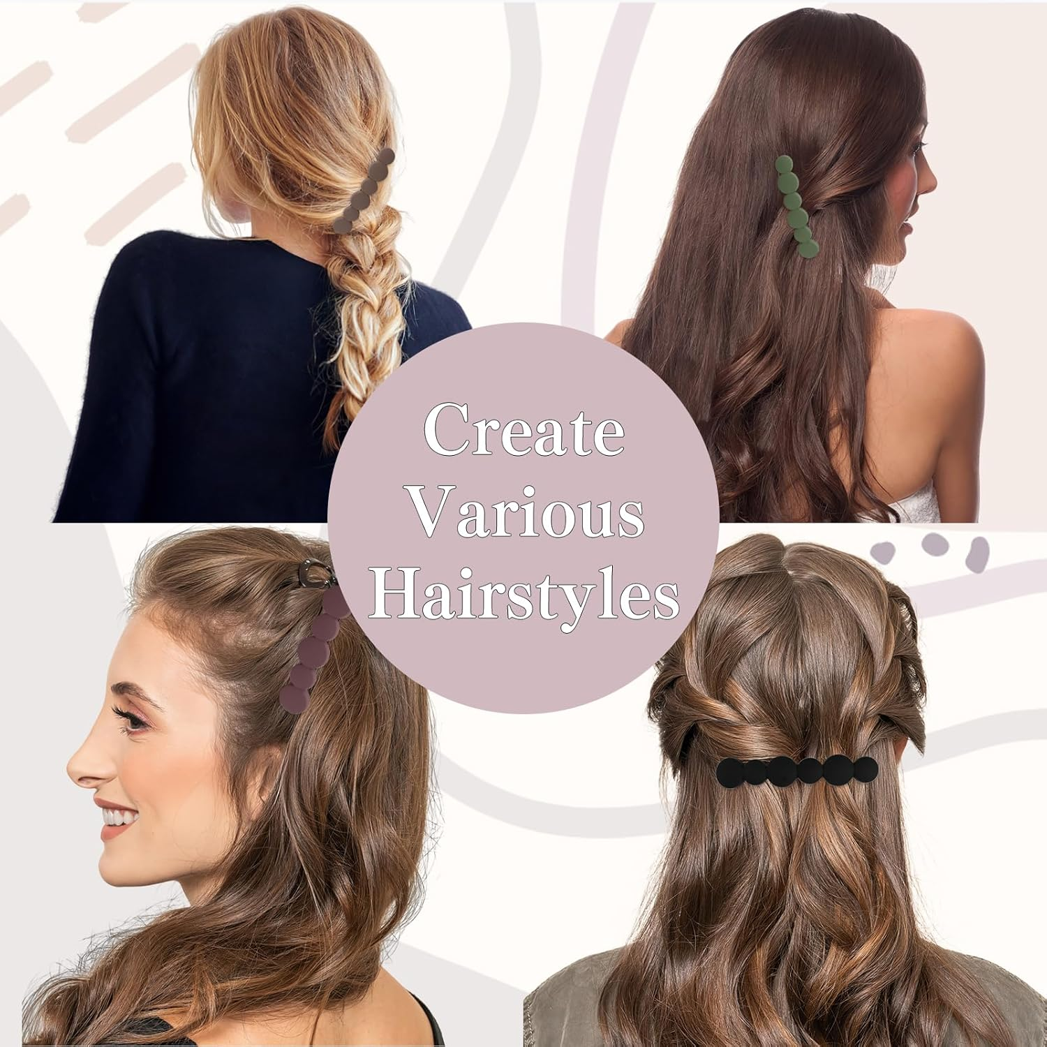 Women'S Hair Clips, 4 Pieces French Hair Clips, Hair Clips Set, Hair Clips, Thin Hair, Automatic Hair Accessories for Fine Thick Hair, Women Girls image number 1