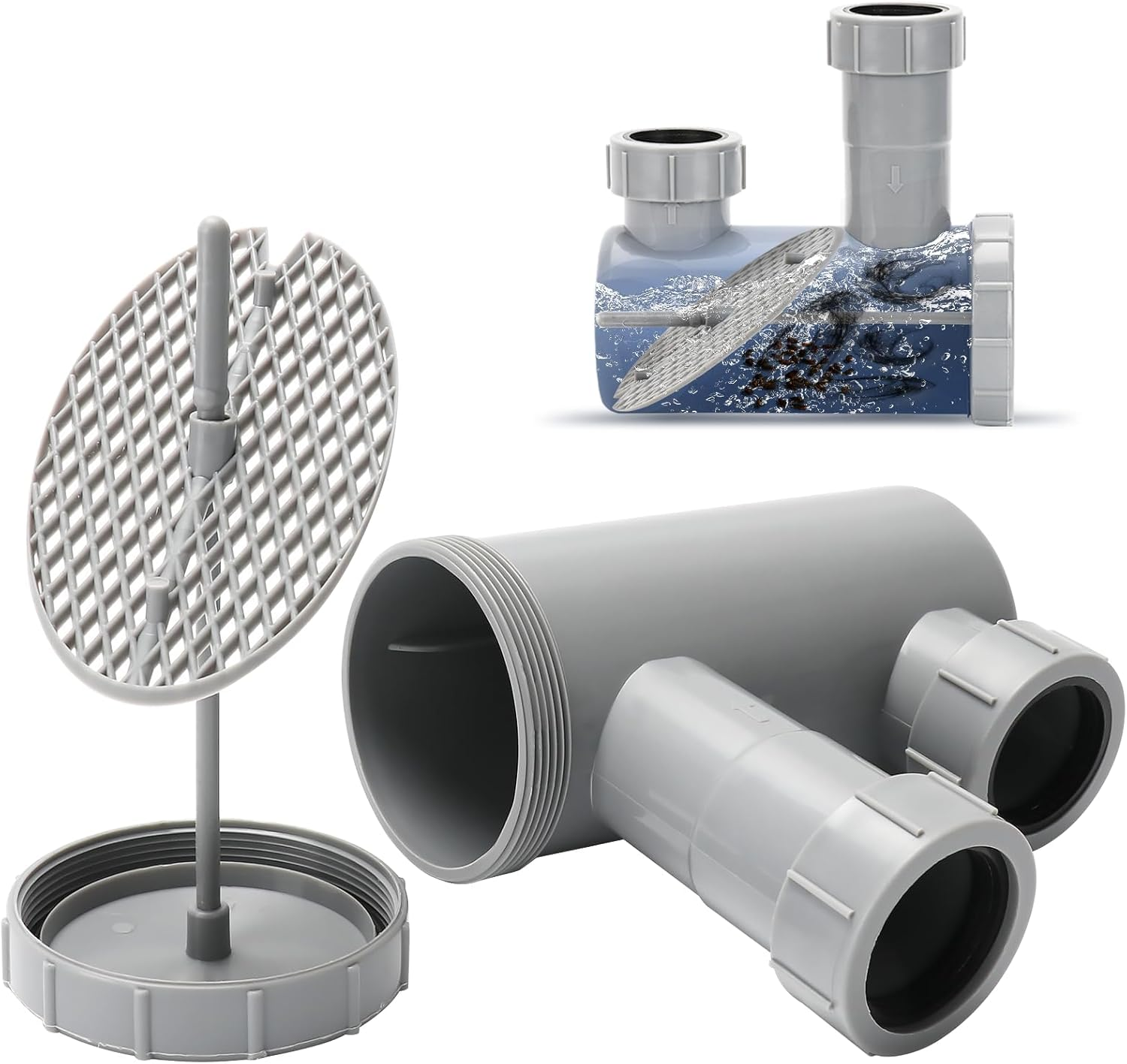 Lukloy 2Pack Professional Salon Hair Trap for Backwash Shampoo Bowl Sink, Universal PVC Catch All Hair P Trap Easy Clean image number 2