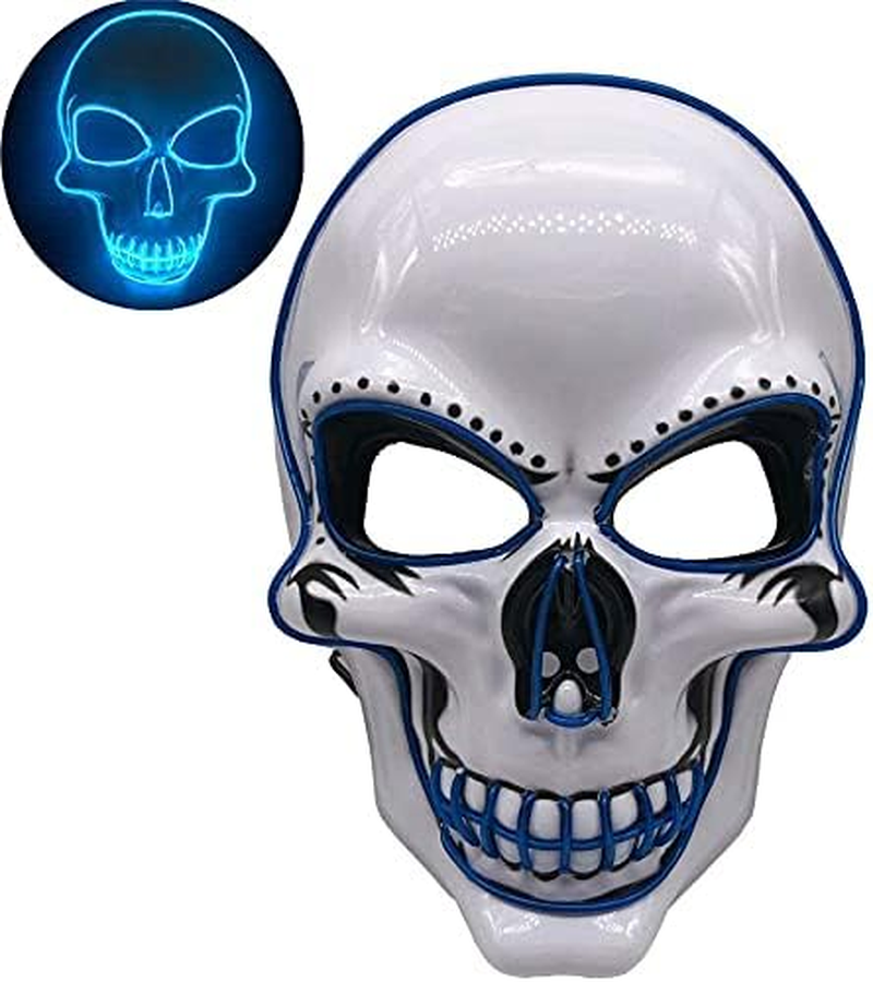 Halloween Mask, LED Glowing Horror White Skull Mask,Grim Reaper Mask,Halloween Carnival Party Cosplay Atmosphere Props image number 3