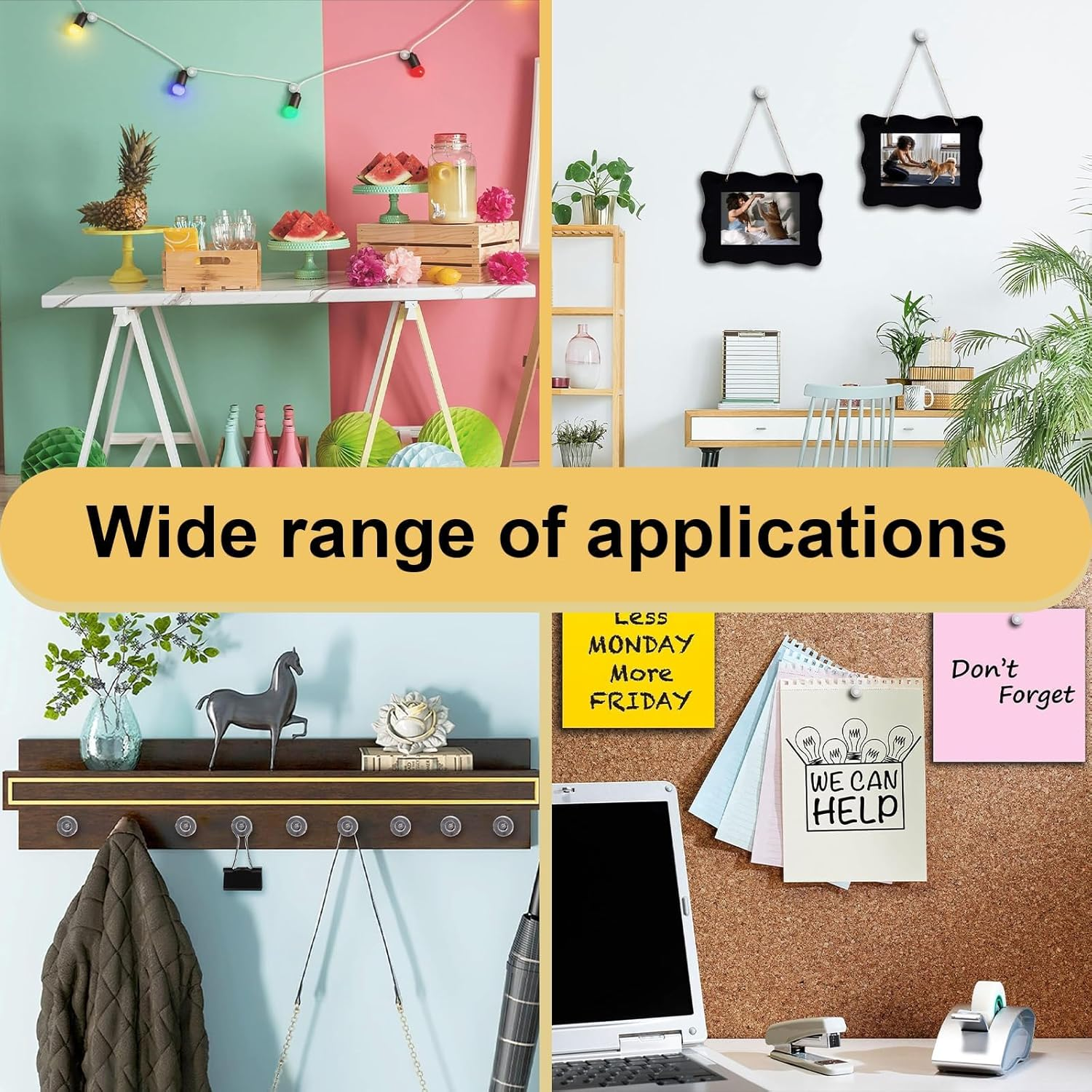 Push Pins, 100 Pcs Plastic Pushpins Thumb, Clear Thumbtacks for Cork Board, Wall Hanging, Bulletin Board, Maps. image number 1