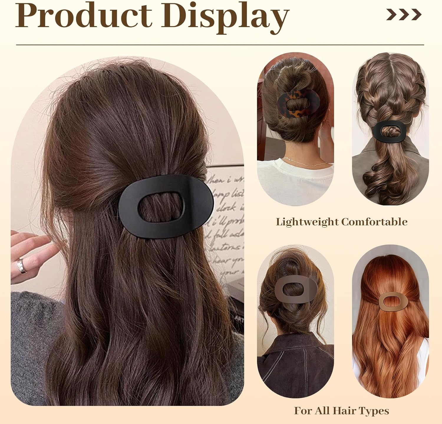 Pack of 6 Hair Clips for Women, Hair Clip, Flat Claw Clip, French Hair Clips Women, Strong Hold Side Hair Clips, French Hair Clip for Thick and Thin Hair image number 2