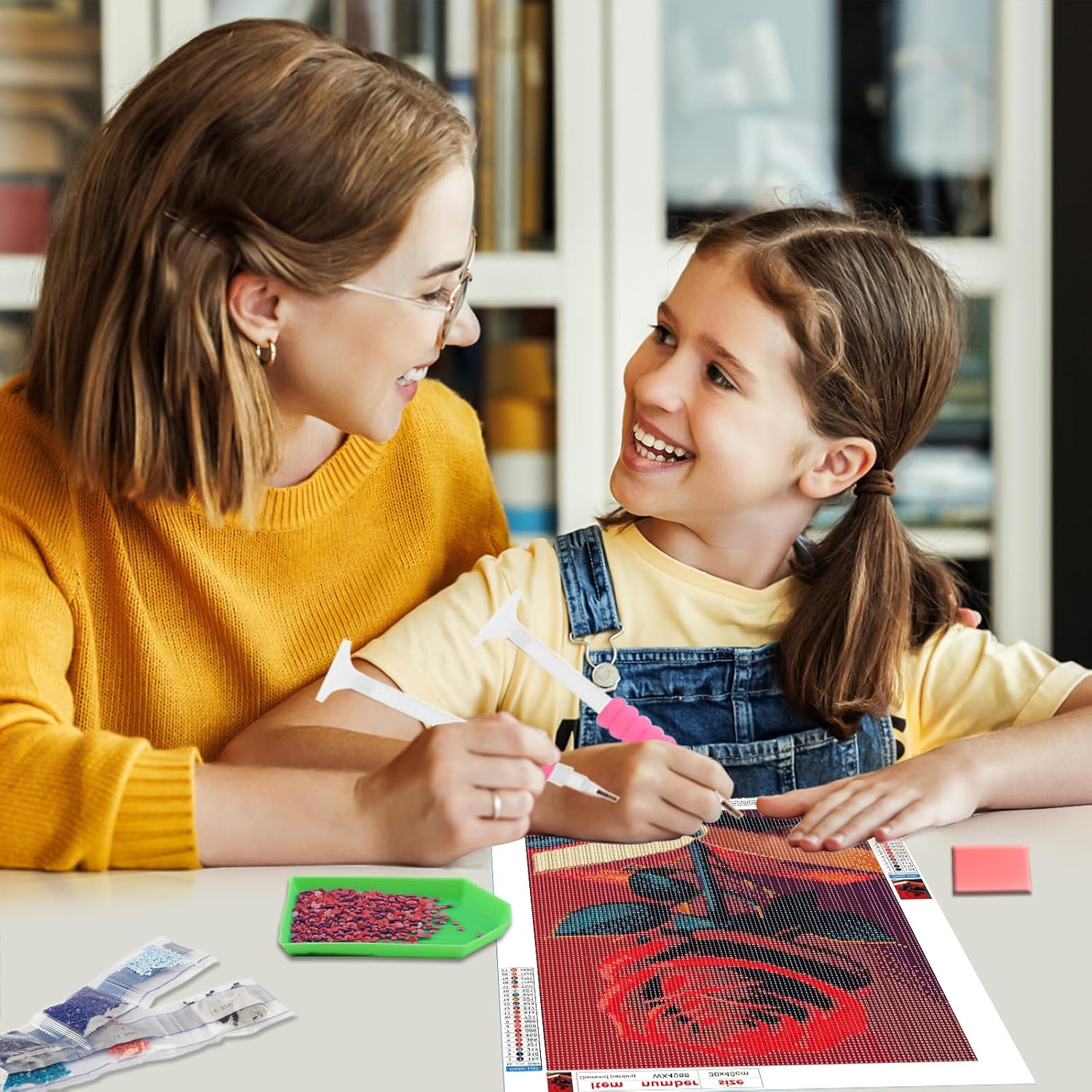 RICUVED Diamond Art Kits for Adults, Flower Diamond Art Kits Full round Drill Red Rose Diamond Art, Diamond Gem Dots Art and Crafts for Gift Home Wall Decor 12X16Inch - Clearance66 image number 6