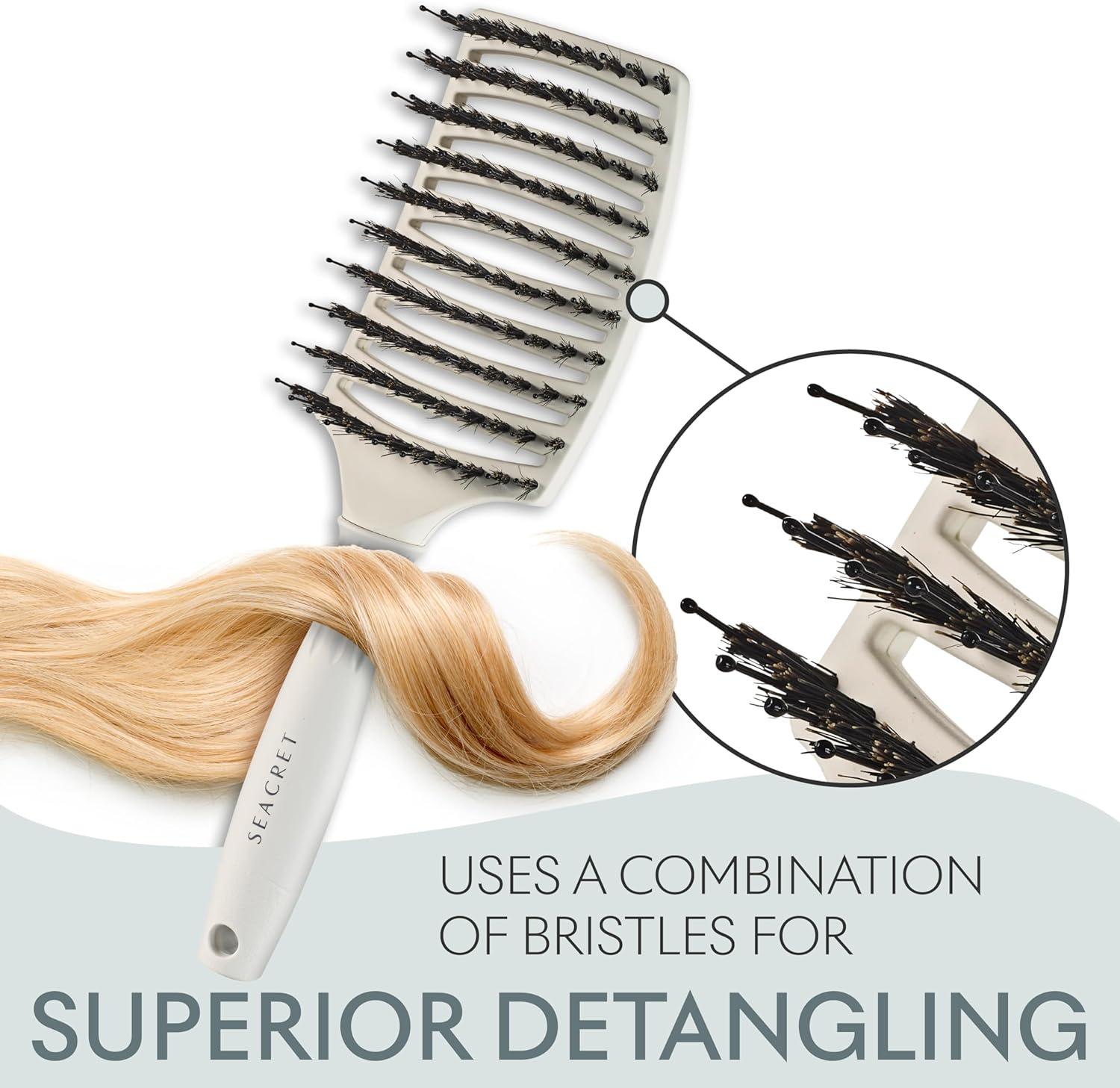 SEACRET Flexi Pro Styling Detangling Hair Brush, Ergonomic Detangling Brush for Curly & All Hair Types, Soft Bristles for Gentle Care, Prevents Breakage, Vented Design for Faster Drying image number 4
