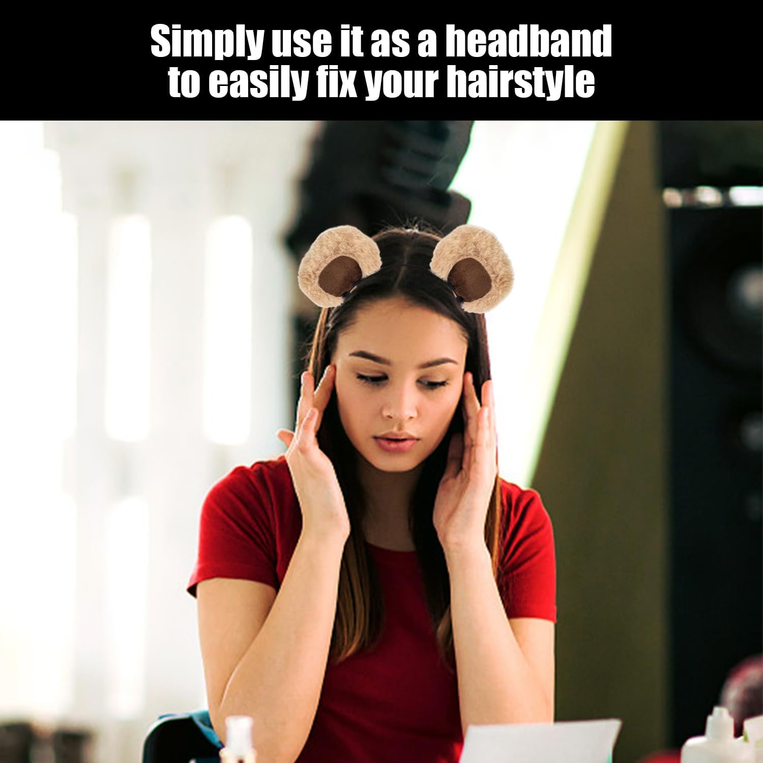 2 Pieces of Thin Bear Hairbands, Cute Animal Hairbands, Cartoon Hairbands, Cosplay Hair Accessories, Plush Hairbands image number 3