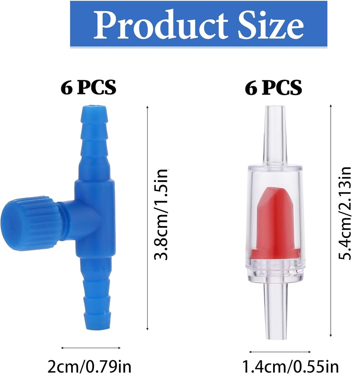 12Pcs Aquarium Air Pump Accessories,4Mm Aquarium Pump Protectors Fish Tank Accessories for Air Pump Line,Air Control Valve for 3/16" Aquarium Tubing (6 Check Valves+6 Control Valve) image number 1