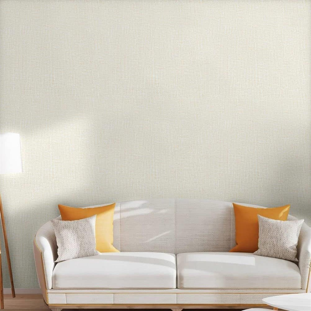 Arthome 40X310Cm Cream Faux Grasscloth Self Adhesive Wallpaper Waterproof Gloss PVC Vinyl, Oil Proof, Vinyl Paper for Furniture Cover Surface,Kitchen,Shelf Liner image number 4