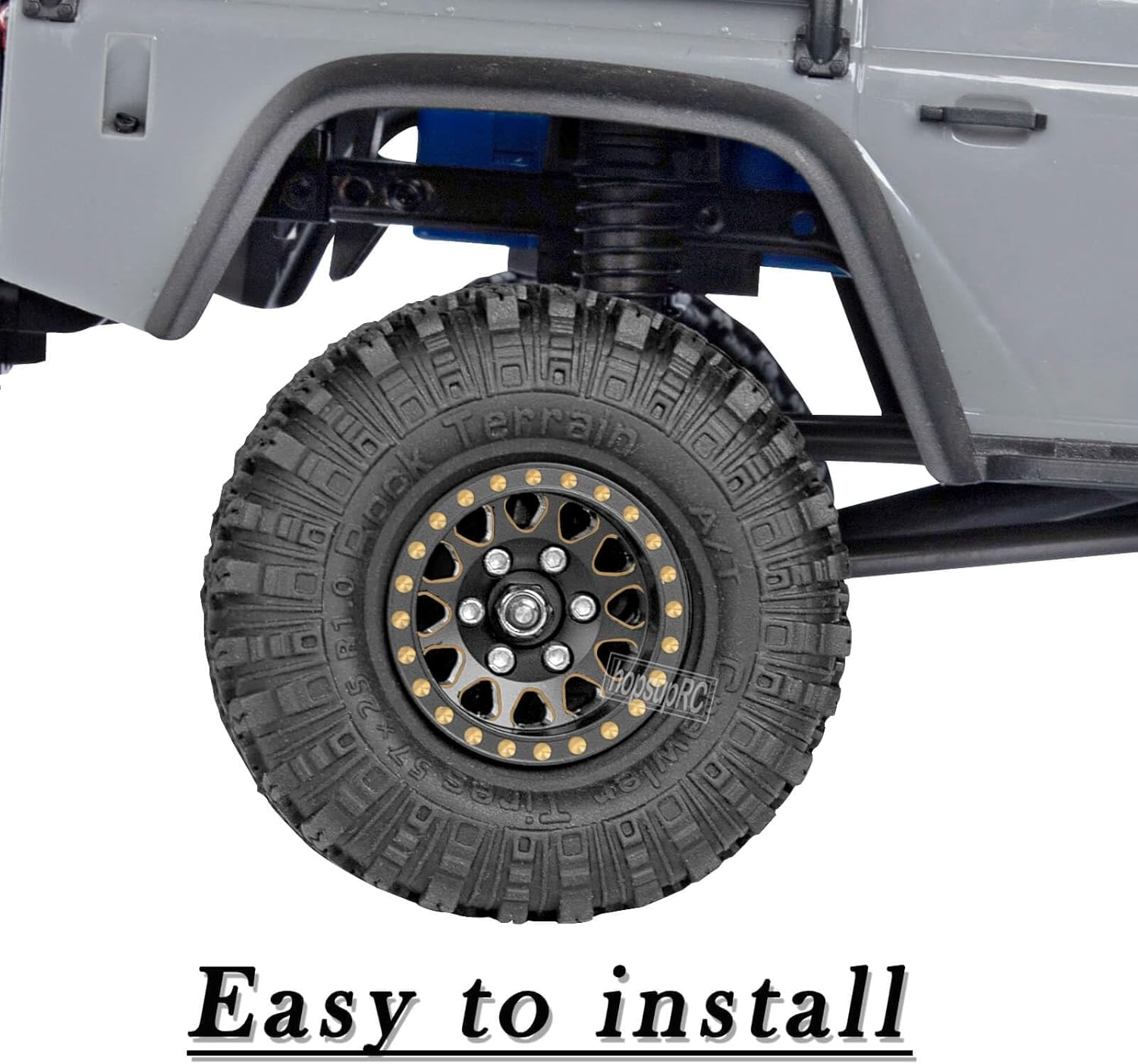 Full Brass 1.0In Beadlock RC Truck Tires Wheel Tires Upgrades Part for 1/18 1/24 Trx4M Axial SCX24 FMS FCX24 RC Crawler,Rc Wheels Hops Up(4Pcs Black)