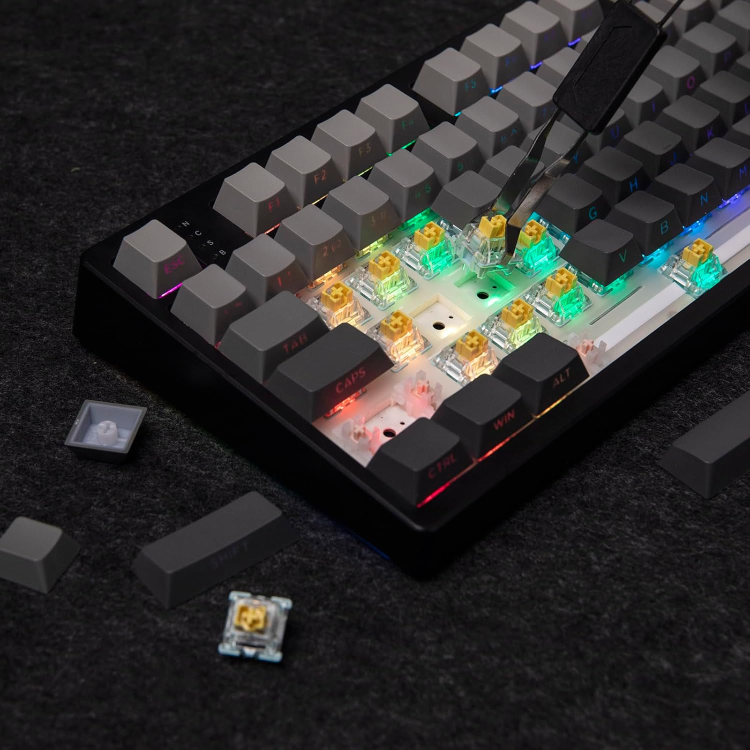 Mechlands EPOMAKER TH108 Full Size Mechanical Keyboard, 108 Keys Wireless Gaming Keyboard, 8000Mah Battery, Creamy Gasket, Hot Swap, Custom Driver, RGB Backlights (Black, Creamy Jade Switch) image number 5