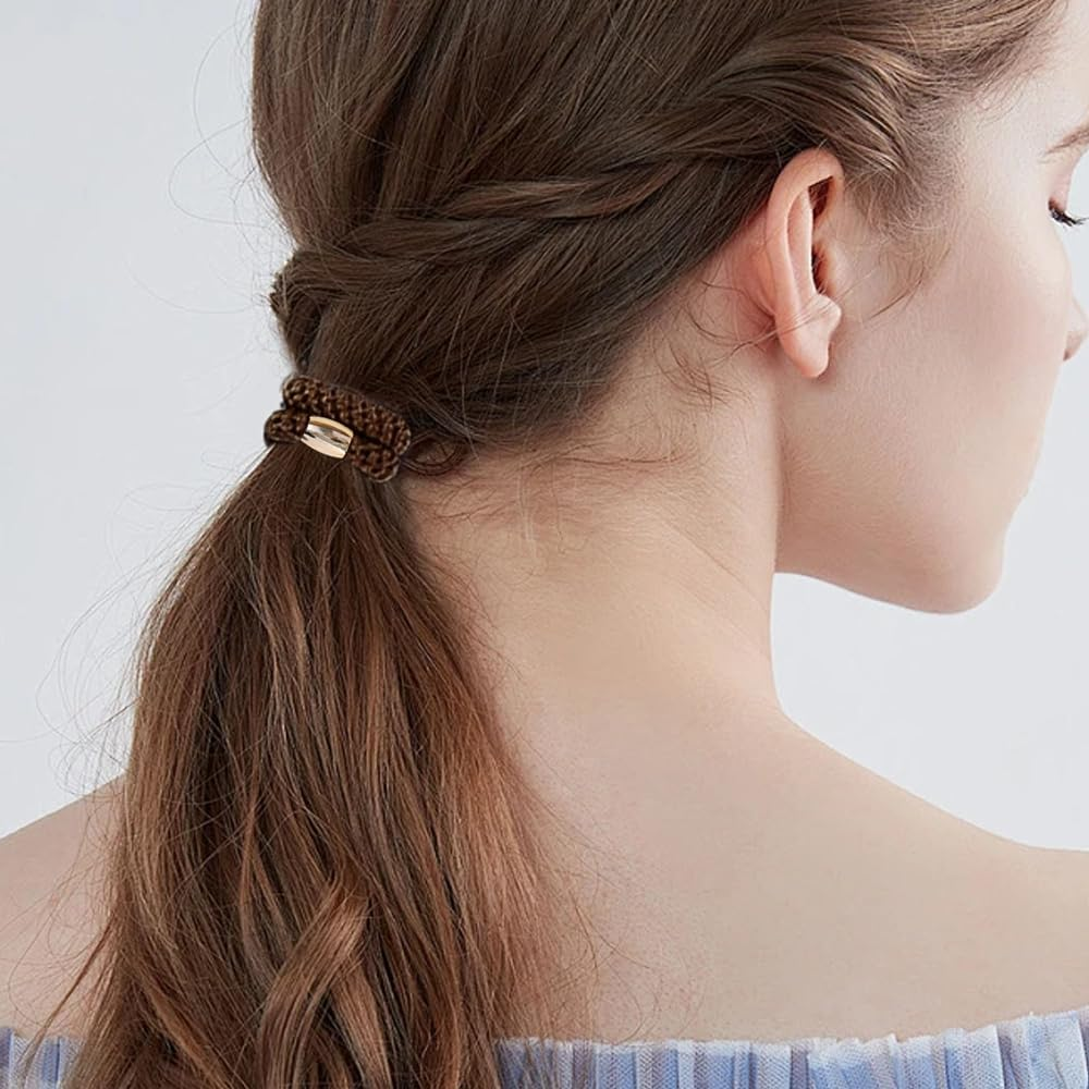 HMCEY Pack of 10 Women'S Hair Bobbles Scrunchies Colourful Tie Hair Elastics Ponytail Holder Hair Bands Multicoloured Suitable for All Hairstyles image number 5