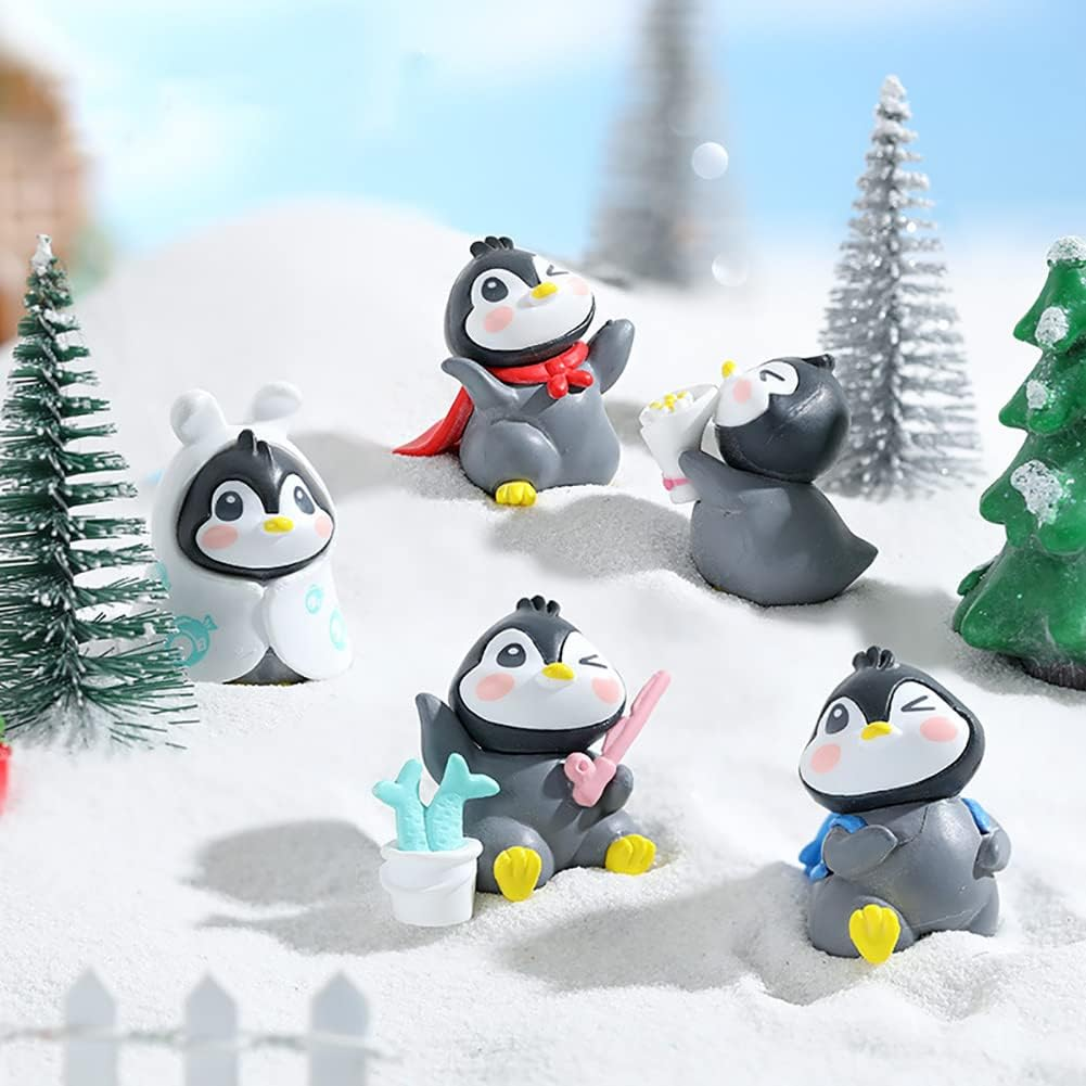 16Pcs Cute Penguin Characters Toy Figure, Mini Penguin Figurines Collection Playset Penguine Cake Topper Micro Landscape Decoration Birthday Party Supplies image number 6
