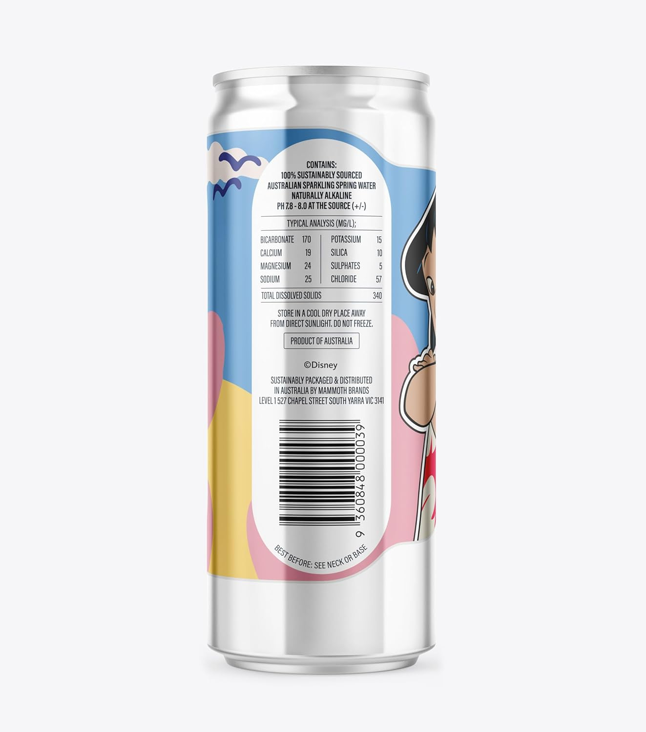 Rippl Disney Lilo & Stitch Canned Sparkling Mineral Water, 330 Ml, 24 Pack image number 2