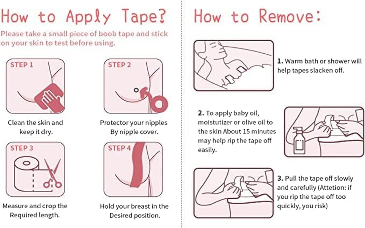 Boob Tape - Breast Lift Tape, Body Tape for Breast Lift 2" X 16" W 10 Pcs Breast Petals Reusable Adhesive Bra Nipple Covers, Bob Tape for Large Breasts A-G Cup Beige