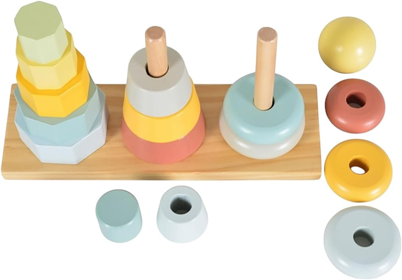 Tooky Toy TKF008B My Forest Friends Shape Tower: Quality Wooden Shape Sorter for Ages 18 Months+ image number 2