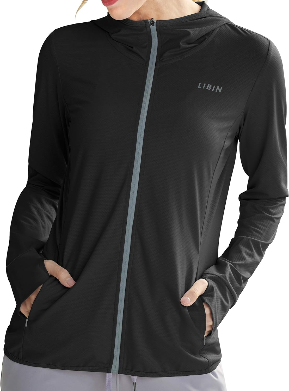 Libin Women'S Full Zip UPF 50+ Sun Protection Hoodie Jacket Long Sleeve Sun Shirt Hiking Outdoor Performance with Pockets