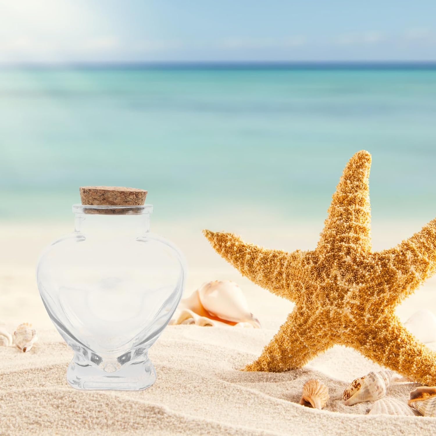 Cabilock 4Pcs Mini Glass Bottle Heart Shaped Glass Wish Bottles with Cork Lids, 5.6Oz Keepsake Jars for Wedding Favours, Honeymoon Sand Memory Jars, Assorted Colors, Ideal for Home Decor And image number 6