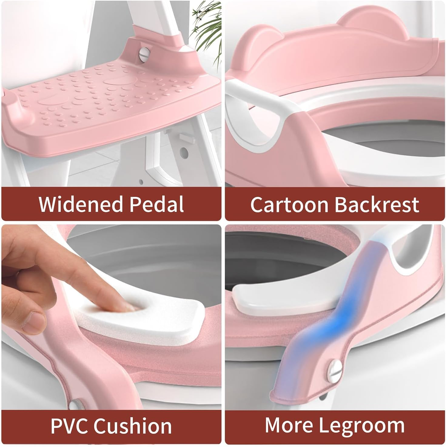 Toilet Potty Training Seat with Step Stool Ladder, Upgrade Toddler Toilet Seat for Boys and Girls, 2-In-1 Potty Training Toilet with Soft Cushioned Seat Splash Guard, Comfortable Safe image number 2