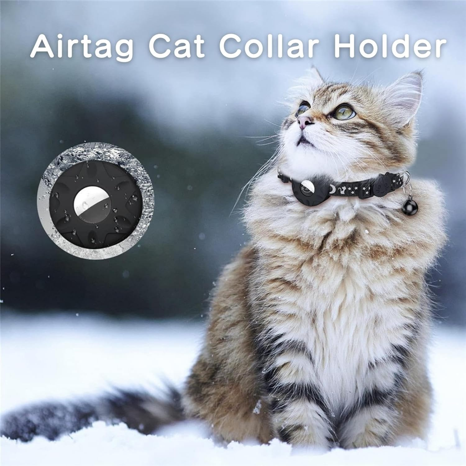 Airtag Cat Collar, Reflective Airtag Cat Collar with Airtag Holder and Bell, Lightweight Tracker Cat Collars, Cat Airtag Collar with Breakable Safety Buckle (Green) - Blue image number 1