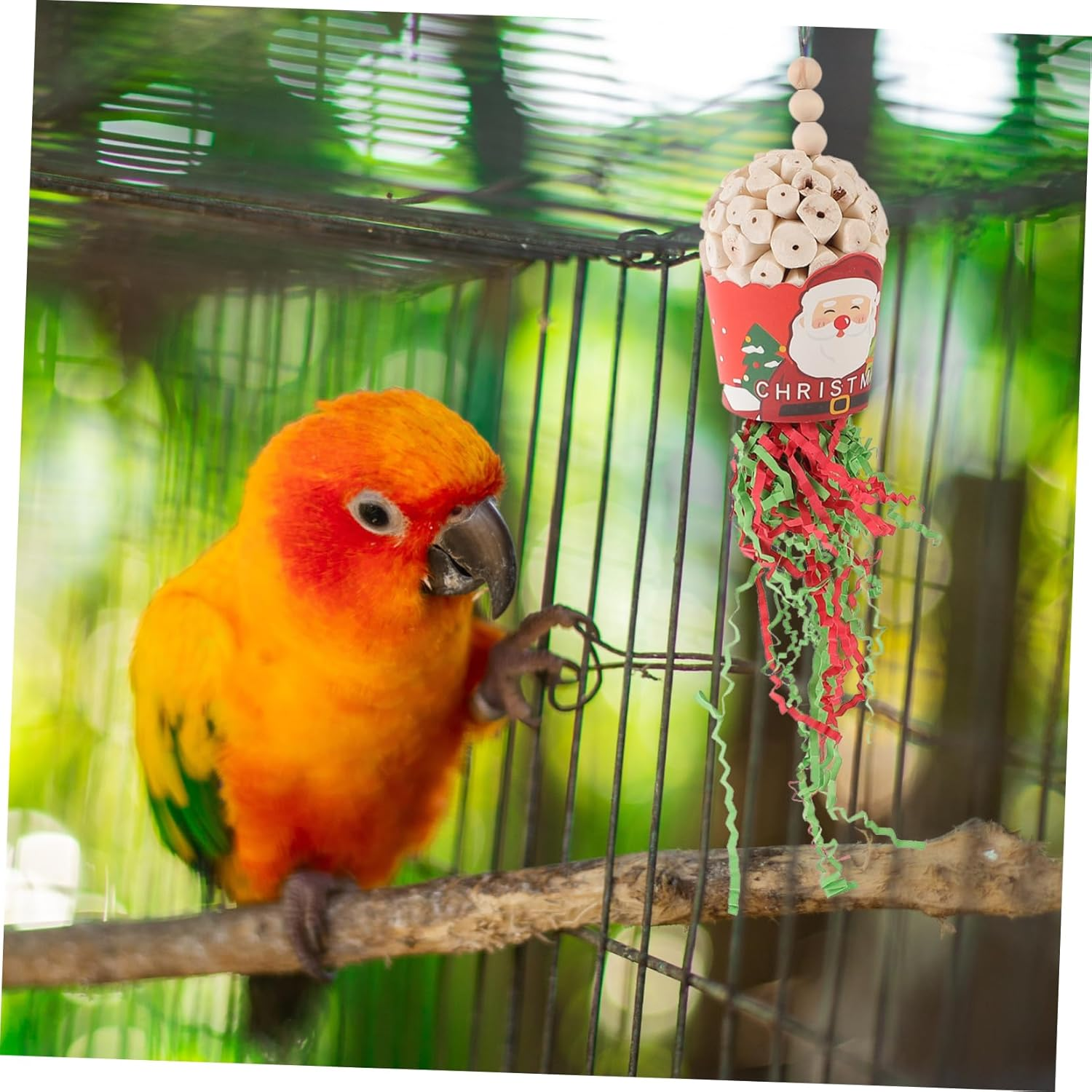 Toy Pet Cage Parrot Hanging Chewing Toy Christmas Birdcage Decor Bird Toys image number 6