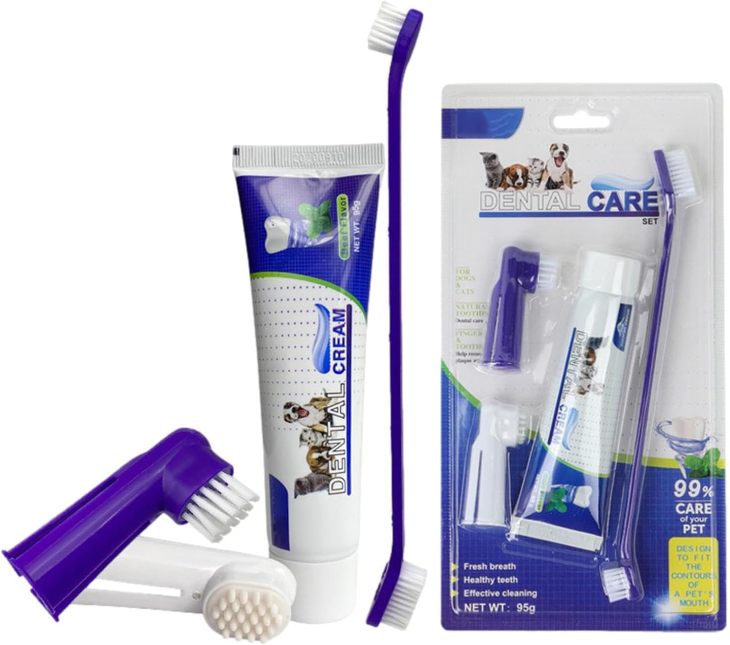 Toothbrush and Toothpaste Kit for Cat, Puppy, Kitten | Complete Small Dogs Teeth Care Set for Home, Store, Hospital, Shelter Helves