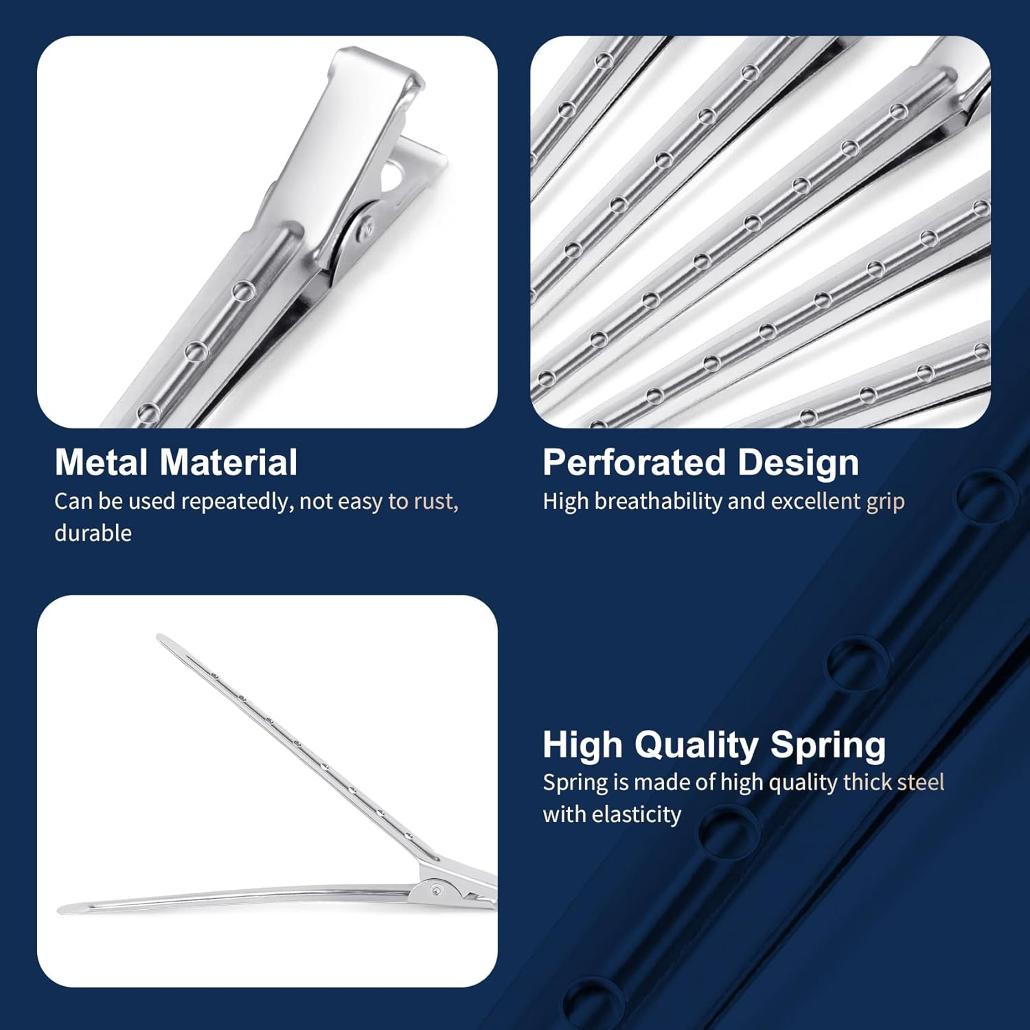 Annhua 12Pcs Duckbill Hair Clips - 9Cm Stainless Steel Alligator Sectioning Clips for Hair Styling, Cutting, Blow Drying & Makeup - Ideal for Home and Salon Use, Silver image number 1