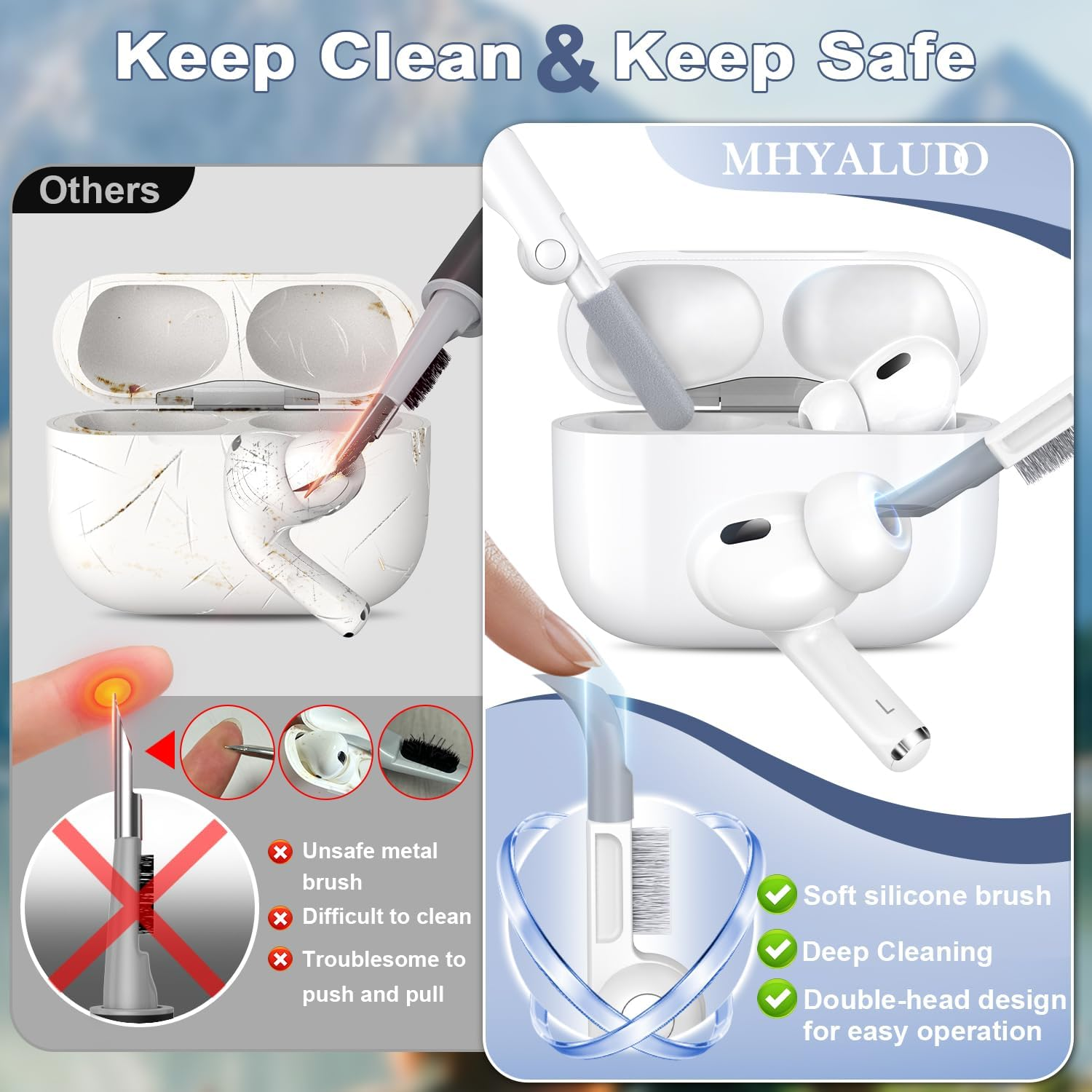 For Airpods 4Th Generation Case Cover, Compatible with Magsafe, Magnetic Automatic Lock, Charging Port Dust-Proof & Stand Design with Cleaning Kit for Airpods 4 Case 2024, Snow White image number 5