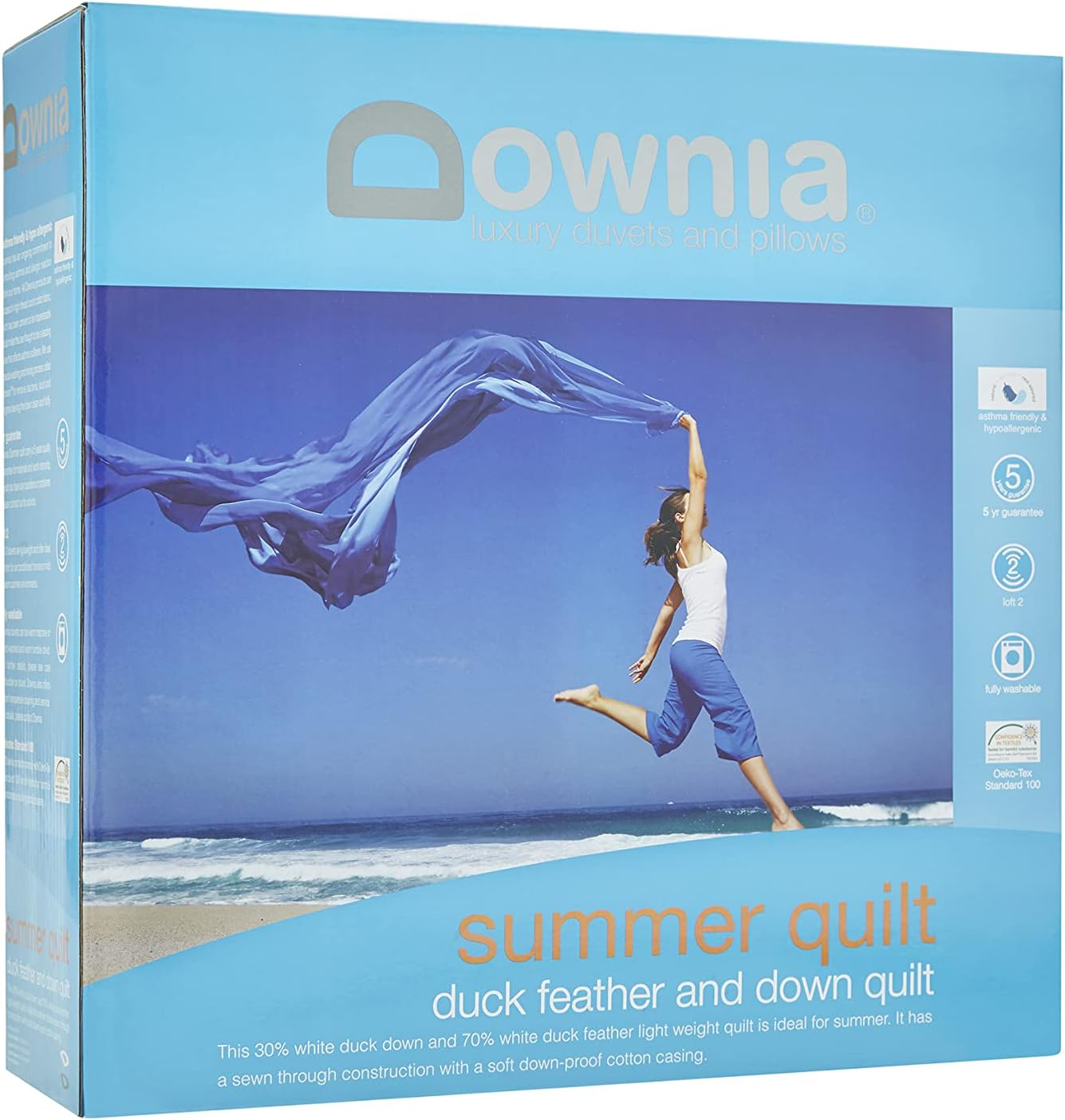 Downia Summer Quilt Duck Feather and down Quilt, White, Single image number 1