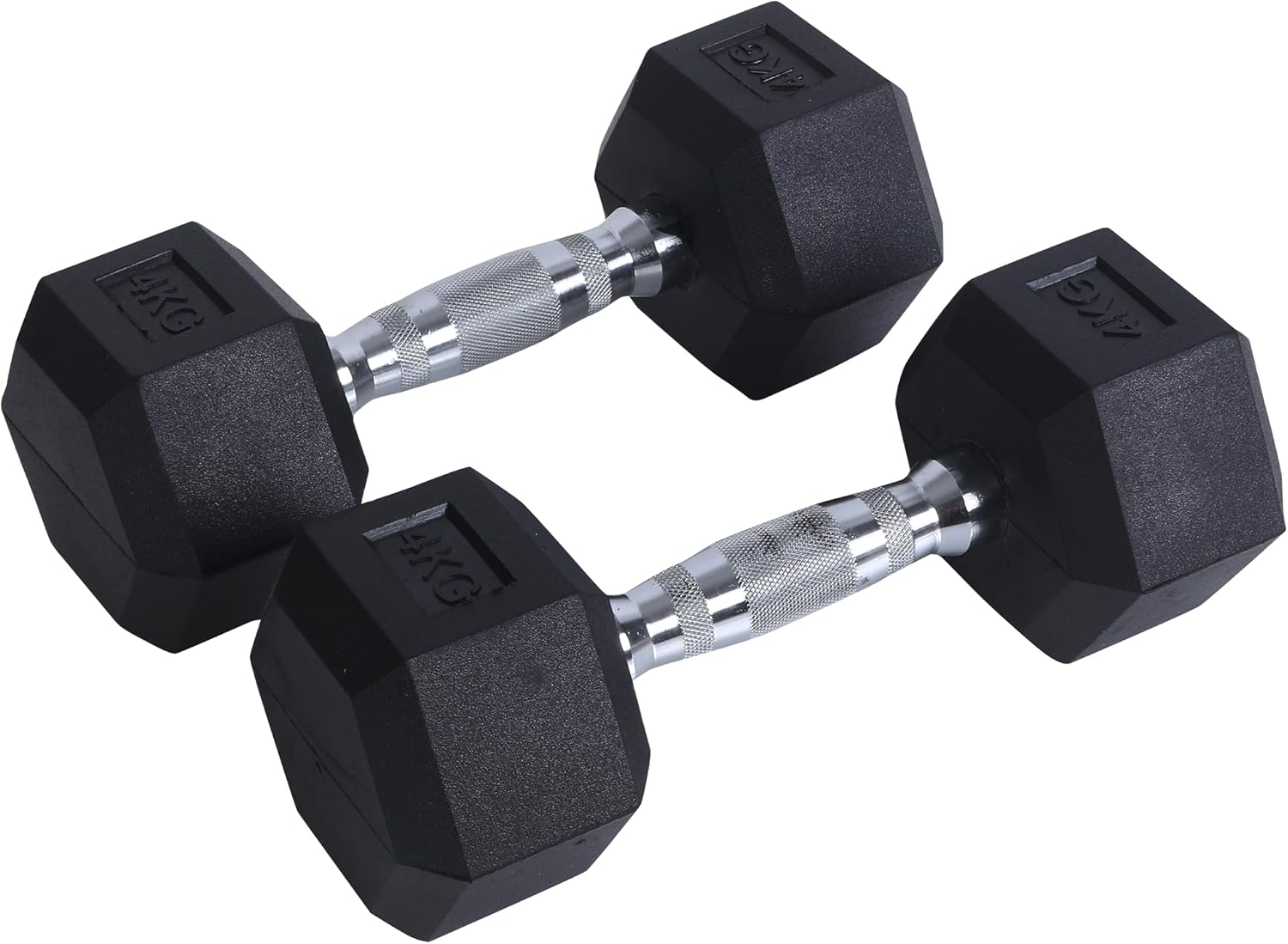 Endless Pair of Hexagon Rubber Coated Dumbbells | Black | Material: Iron and Rubber | Perfect for Bodybuilding, Fitness, Weight Lifting and Training at Home or Gym