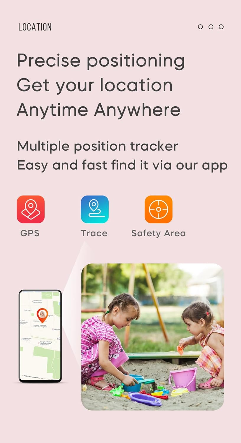 Kids 4G GPS Smart Watch Calling Whatsapp Line Facebook Worldwide Tracker Real-Time Tracking Phone Video Voice Message Chat SOS Alarm Geo-Fence Pedometer Anti-Lost for 3-15 Boys Girls Elderly Gift - Black image number 6